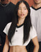Club V Neck Crop Tee - White