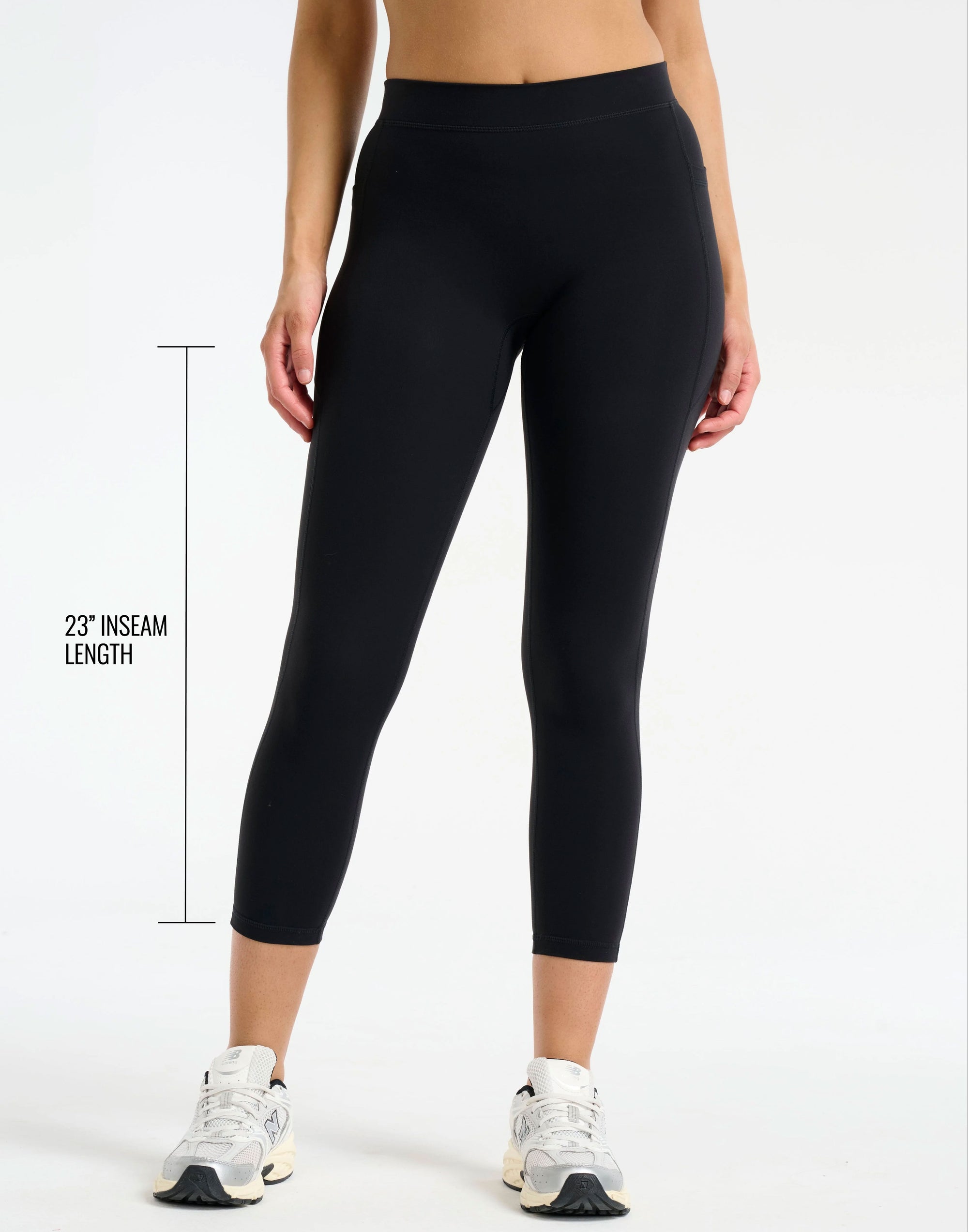 Ascend Pocket Mid-Waist Leggings 23" - Black