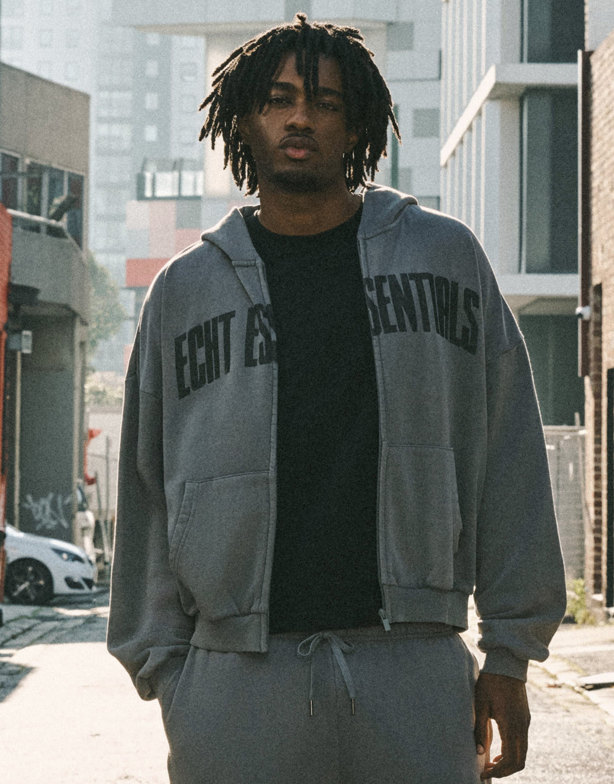 College Combed Fleece Zip-Up Hoodie - Storm Grey