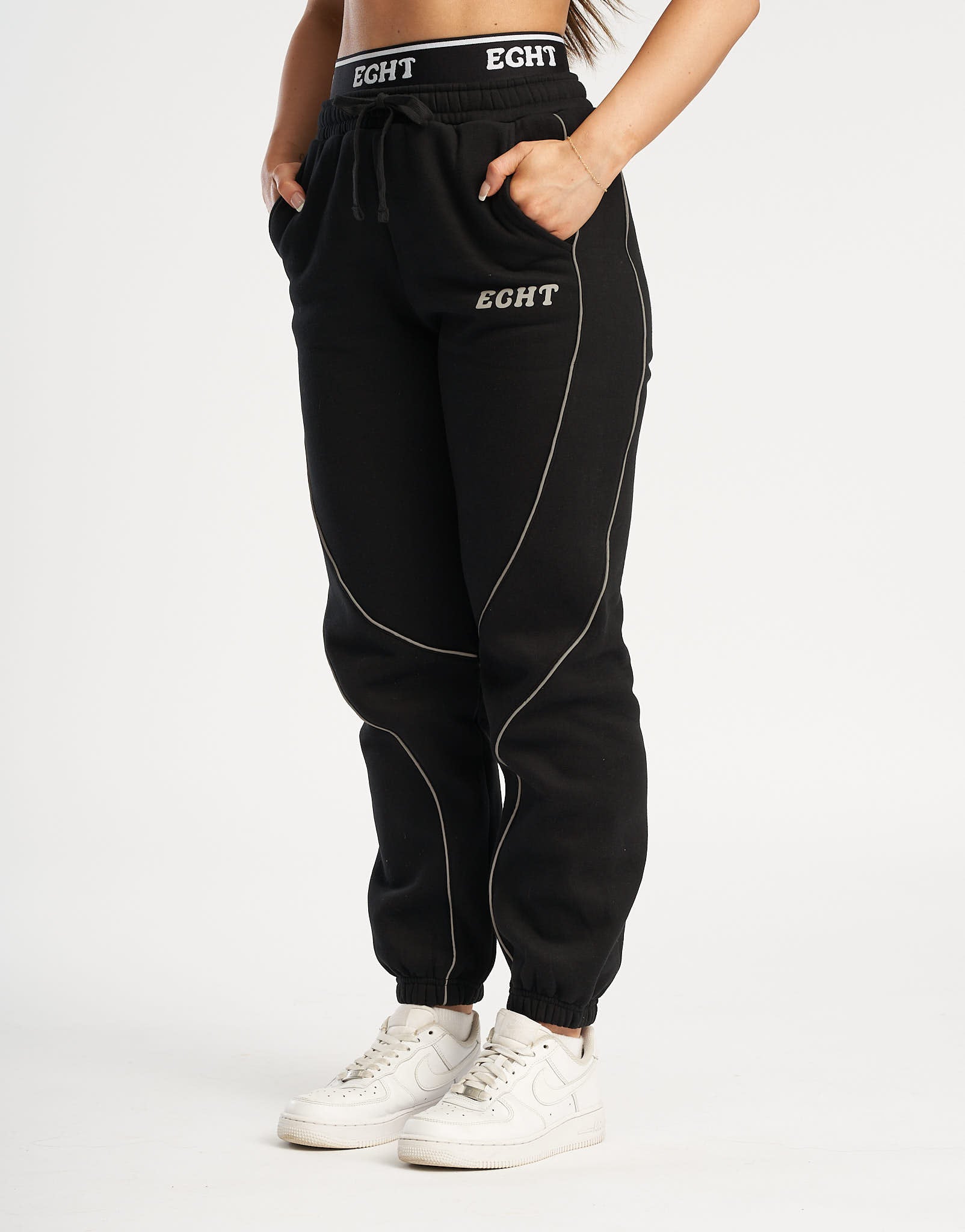 Bubble Banded Jogger Sweatpants - Black/Silver