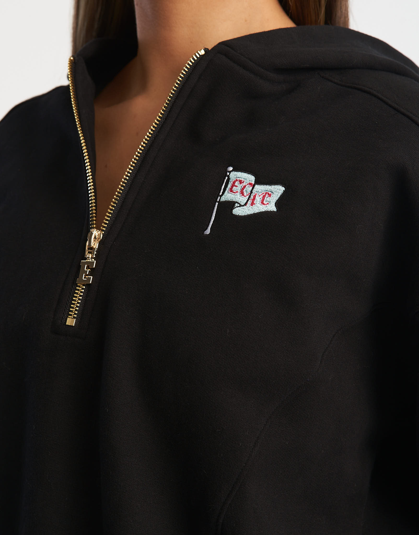 Flag 1/4 Zip Pullover - Black