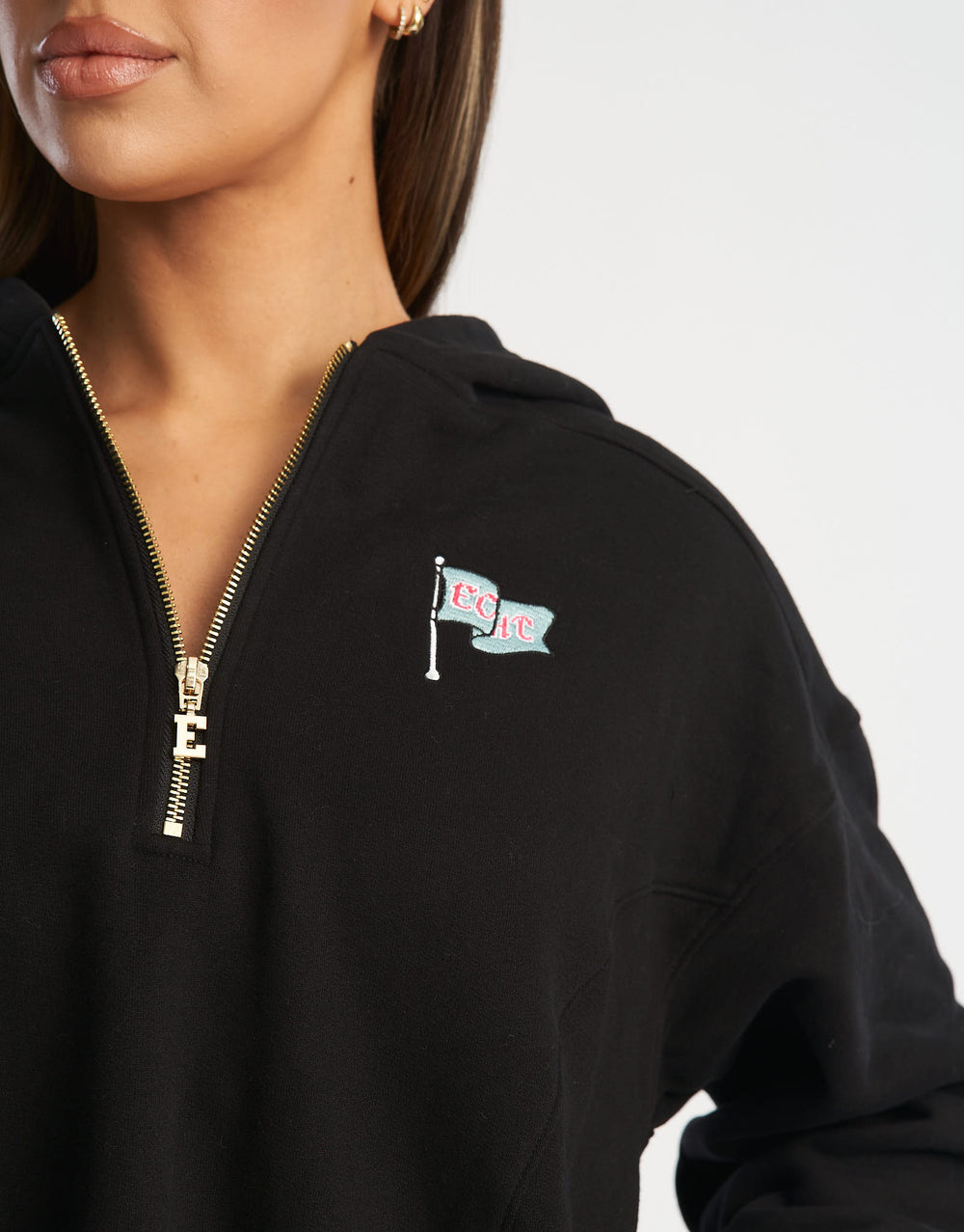 Flag 1/4 Zip Pullover - Black