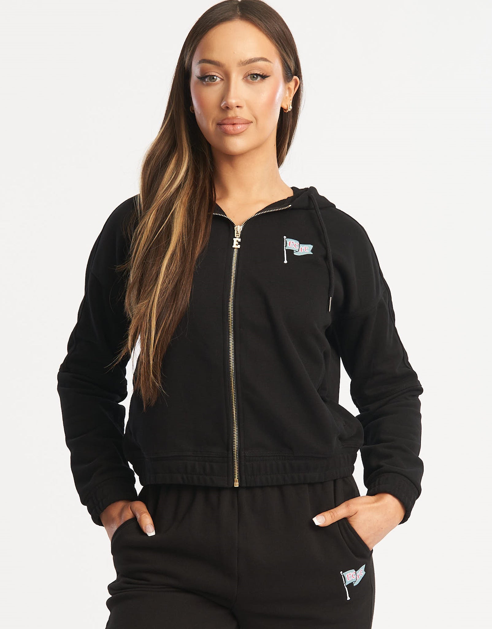 Flag Zip-Up Jacket - Black