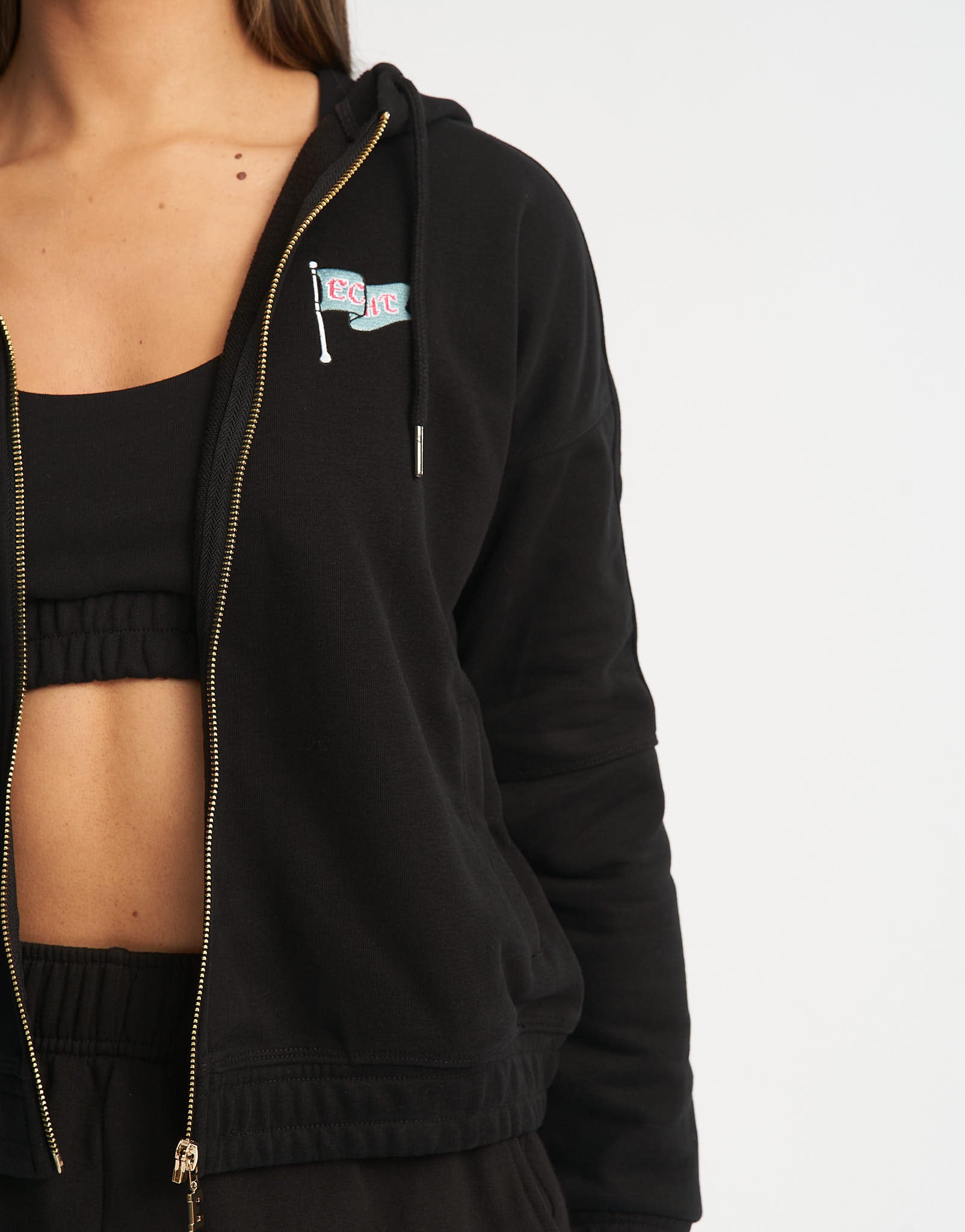 Flag Zip-Up Jacket - Black