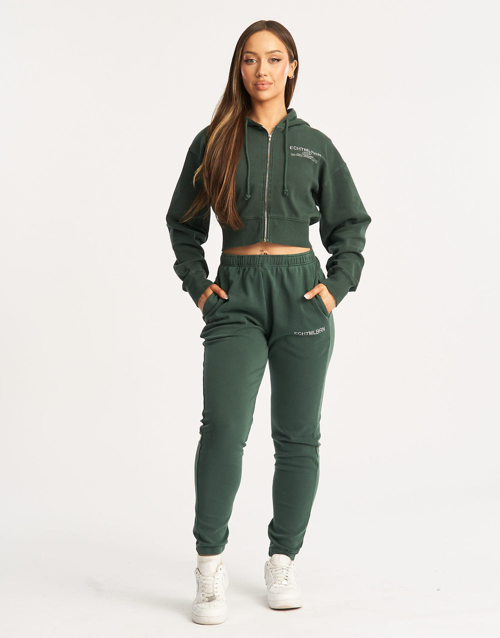 MLBRN Cropped Zip-Up Hoodie - Green