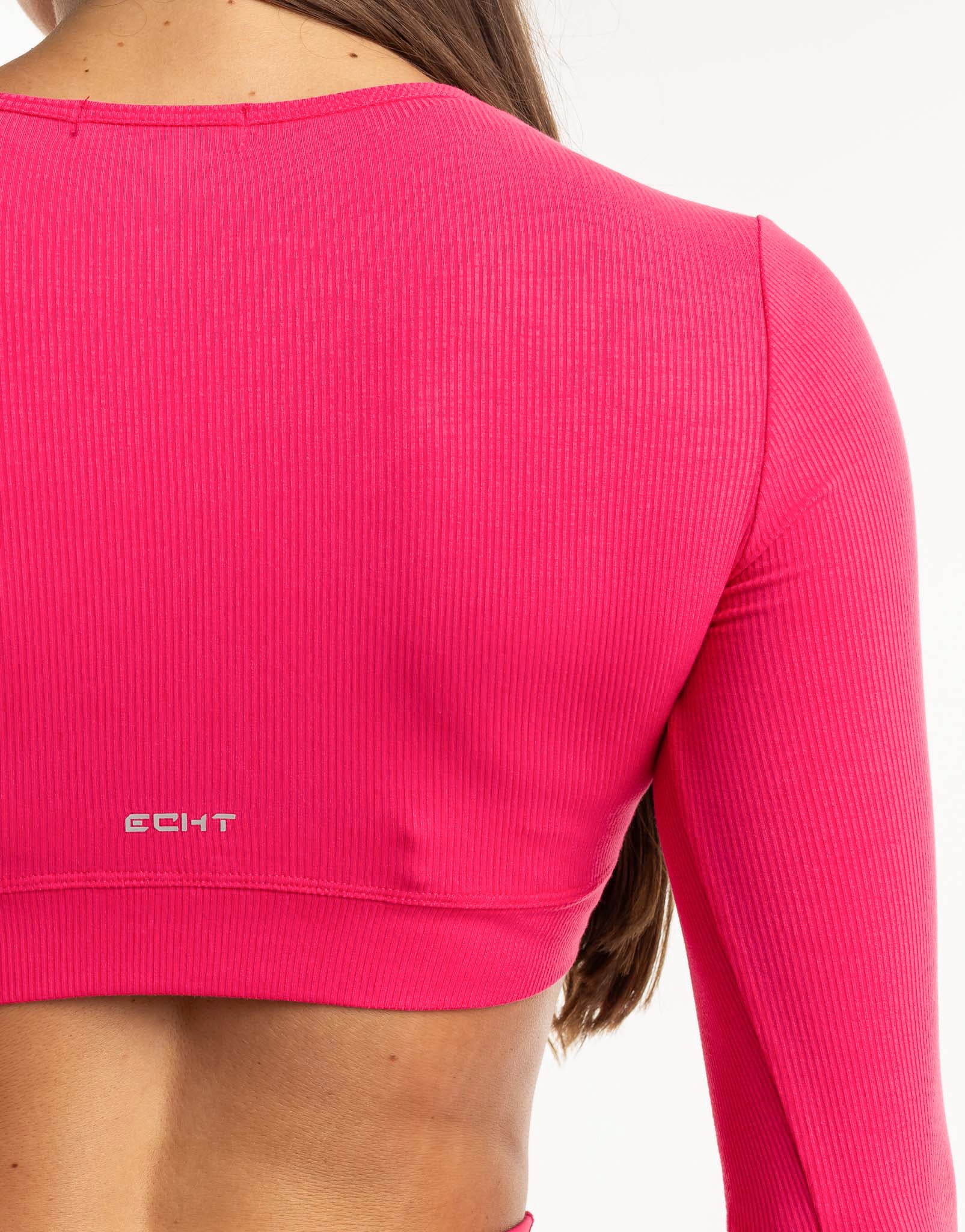 Echt Ribbed Cropped Long Sleeve - Bright Pink