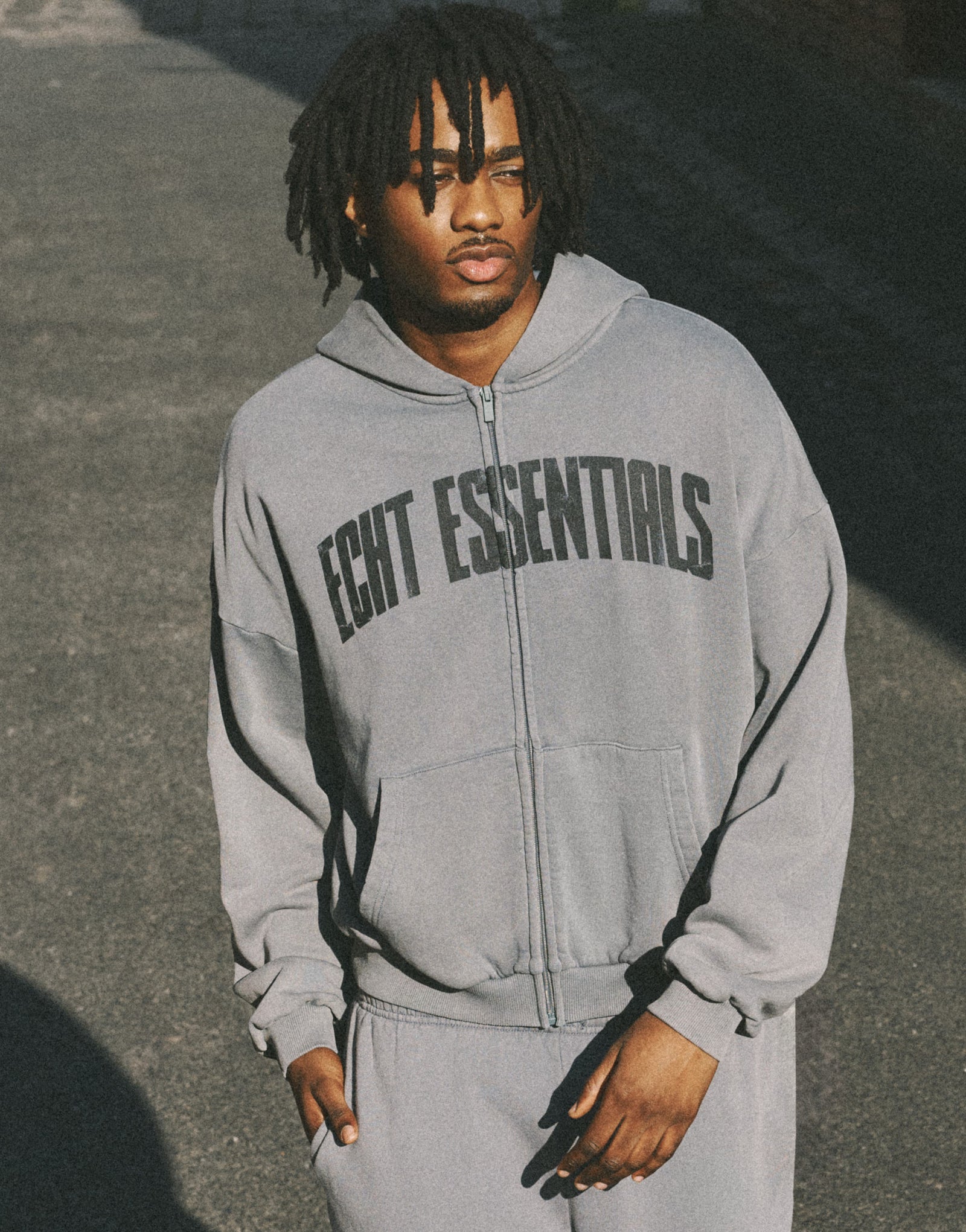 College Combed Fleece Zip-Up Hoodie - Storm Grey