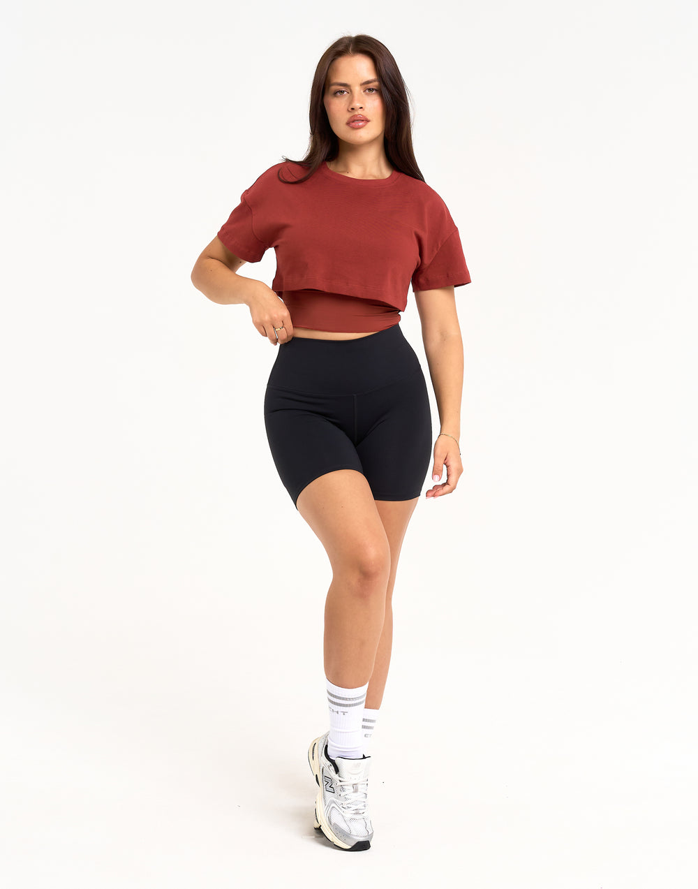 Layered Cropped Tee - Brown