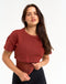 Layered Cropped Tee - Brown