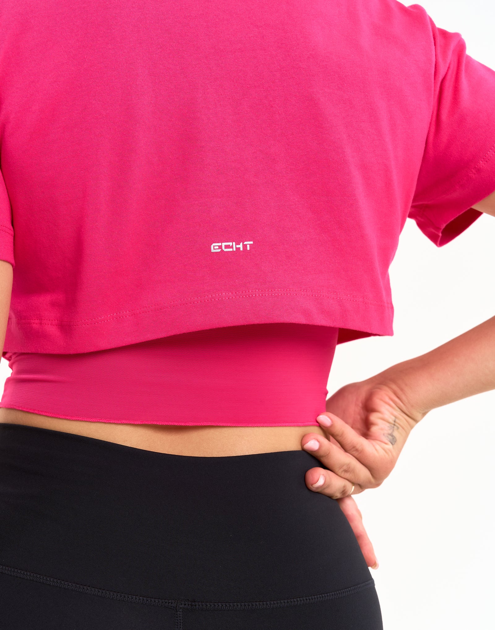 Layered Cropped Tee - Pink