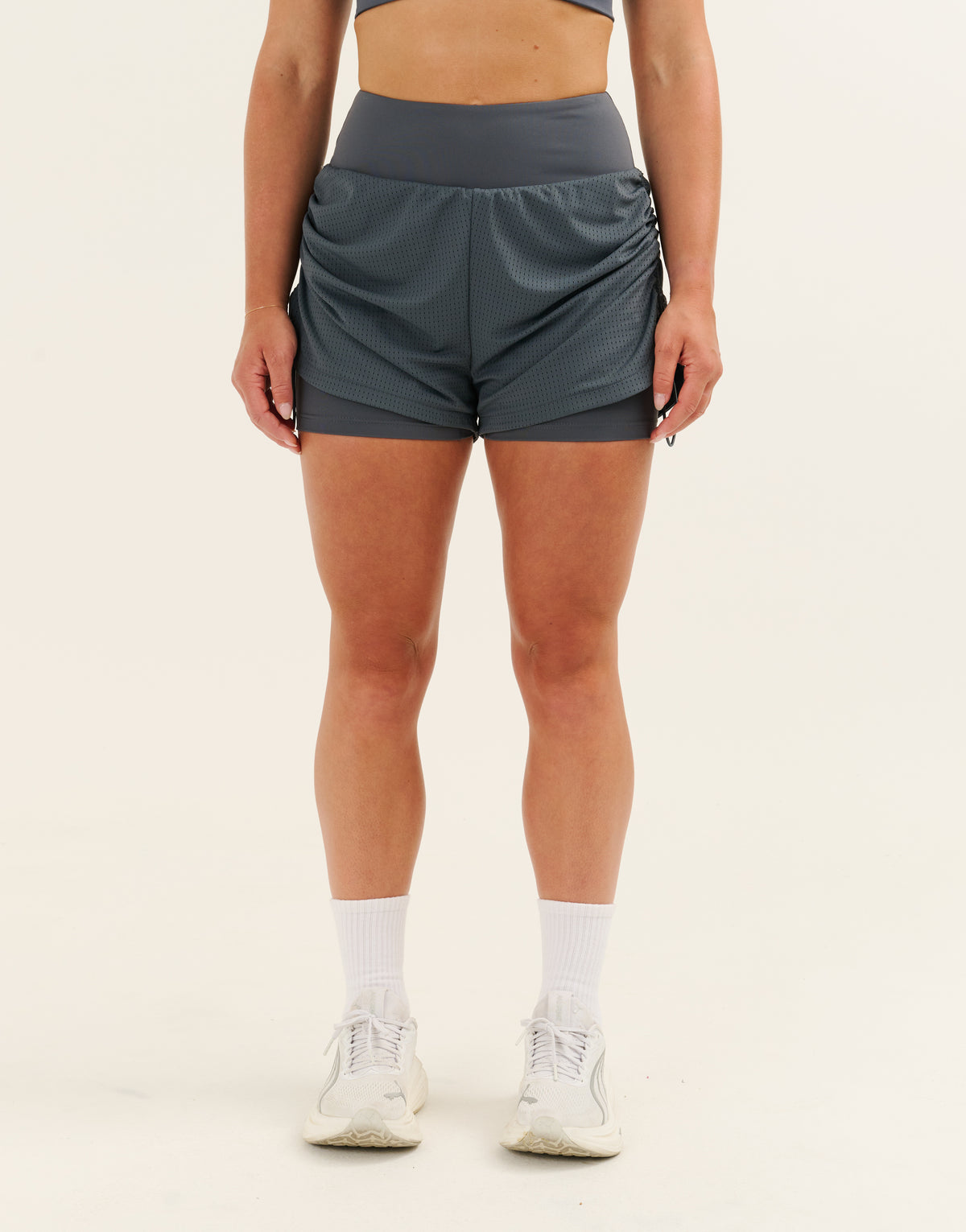 Nova Ruched Running Shorts - Storm Grey