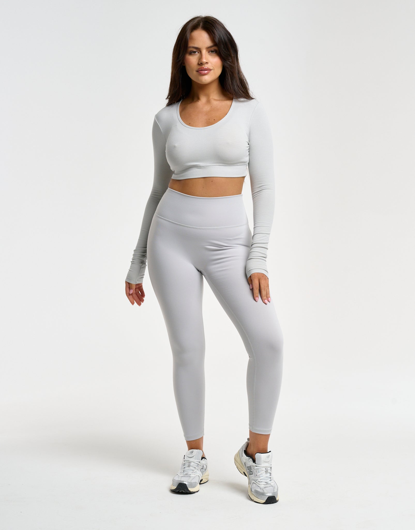 Echt Ribbed Cropped Long Sleeve - Micro Grey