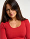 Echt Ribbed Cropped Long Sleeve - Scarlet Red