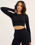 Arise Comfort Cropped Long Sleeve V2 - Stealth Black