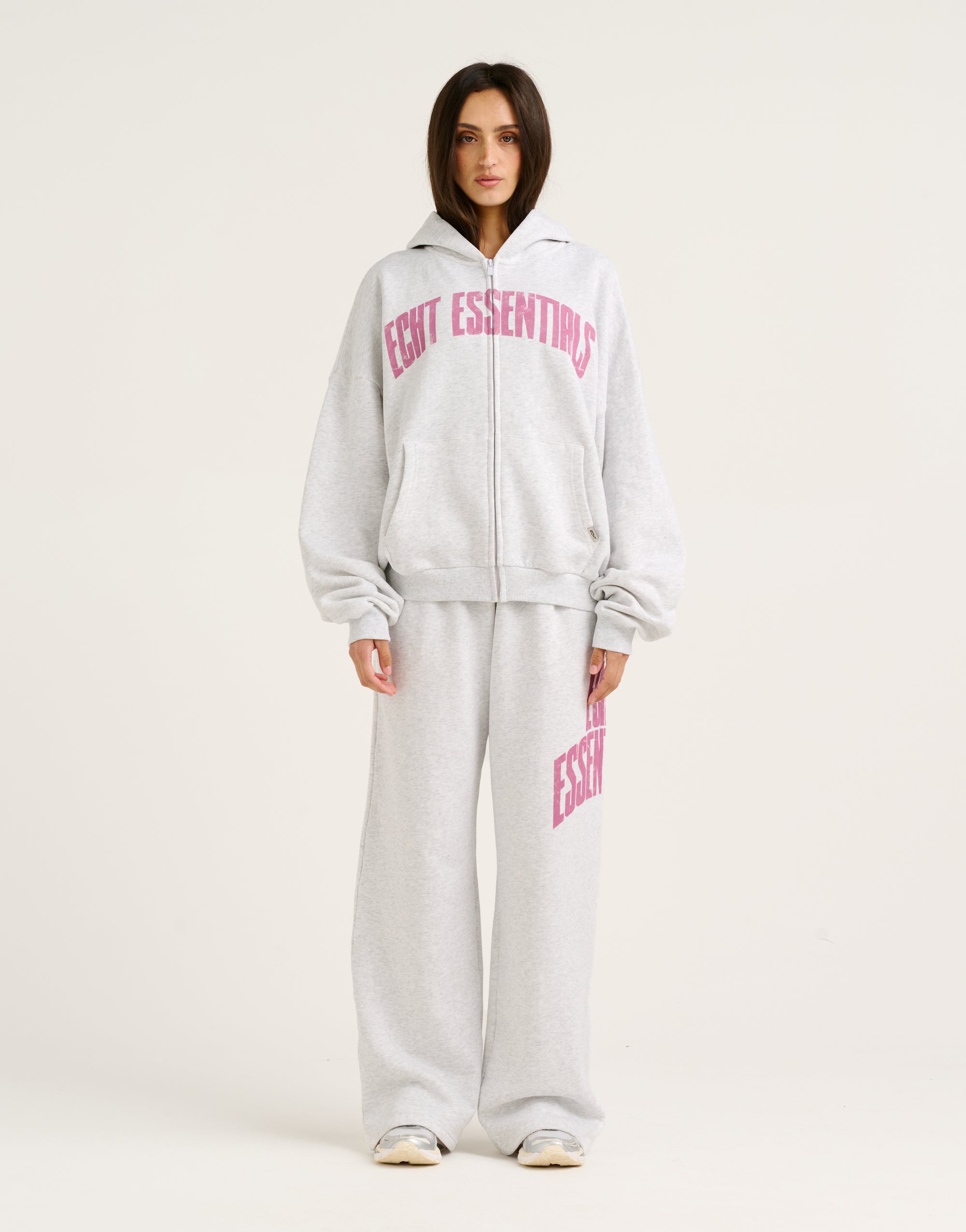 College Combed Fleece Zip-Up Hoodie - Grey Marle