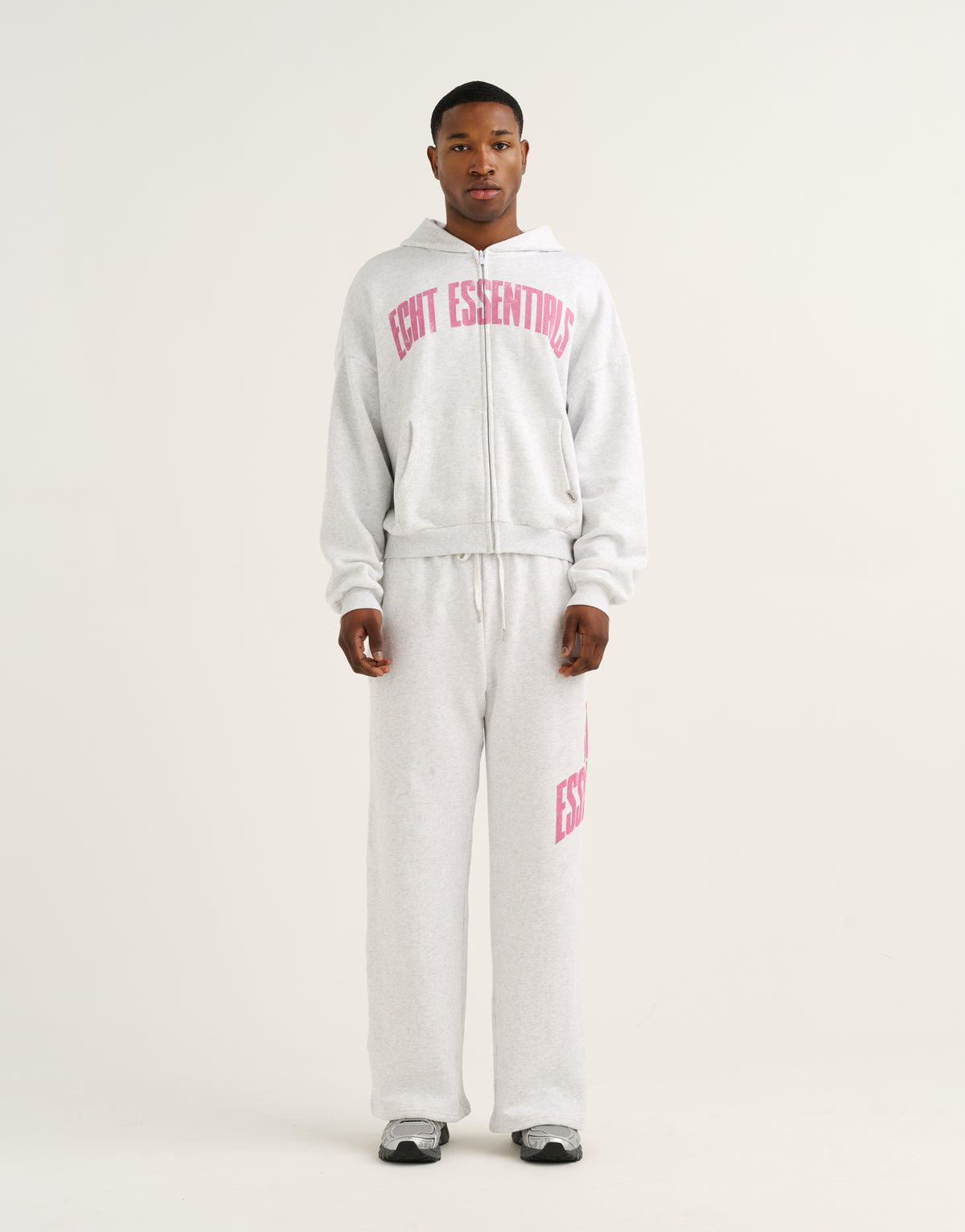 College Combed Fleece Zip-Up Hoodie - Grey Marle