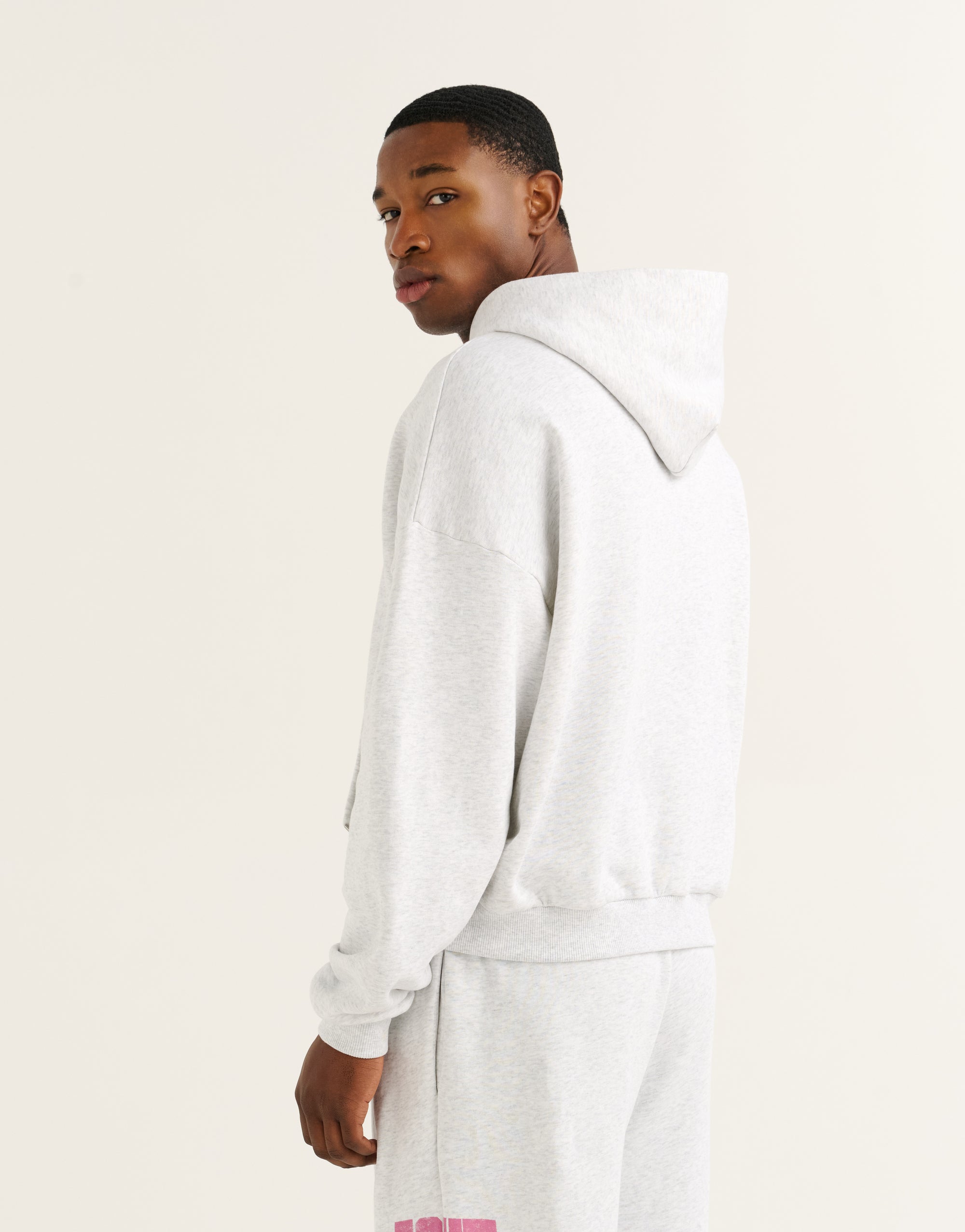 College Combed Fleece Zip-Up Hoodie - Grey Marle