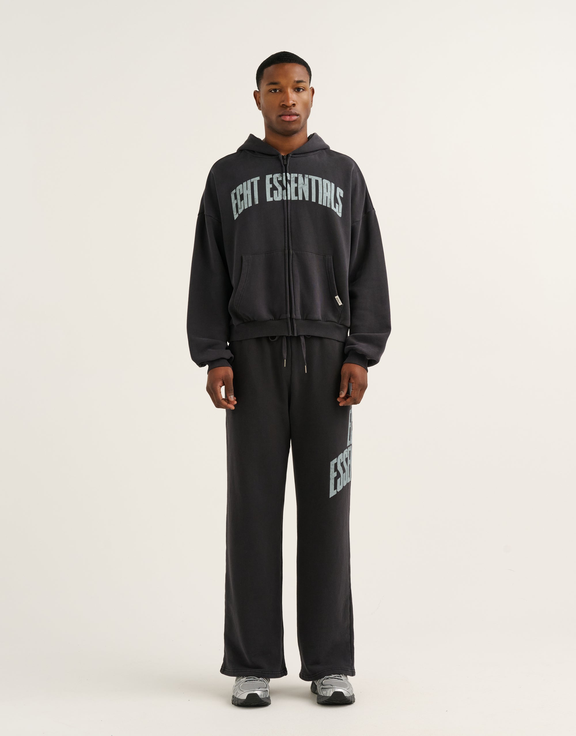 College Combed Fleece Zip-Up Hoodie - Phantom Black