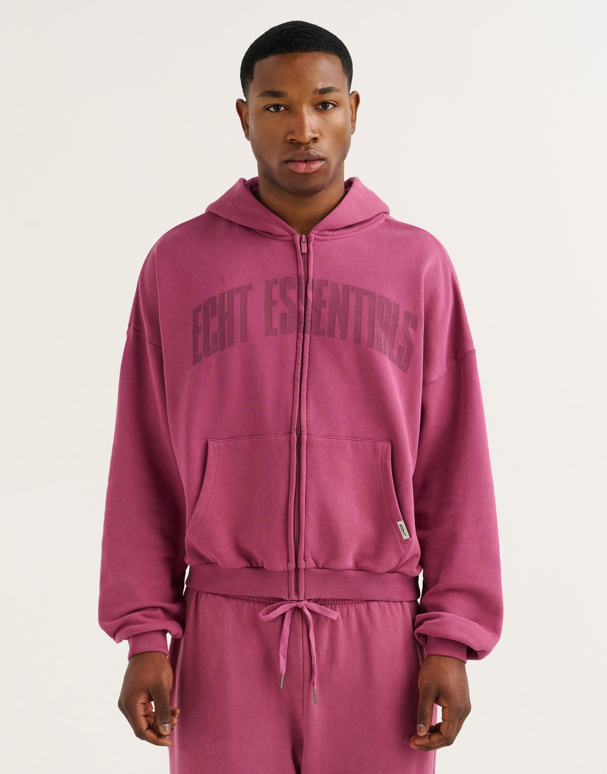 College Combed Fleece Zip-Up Hoodie - Plum