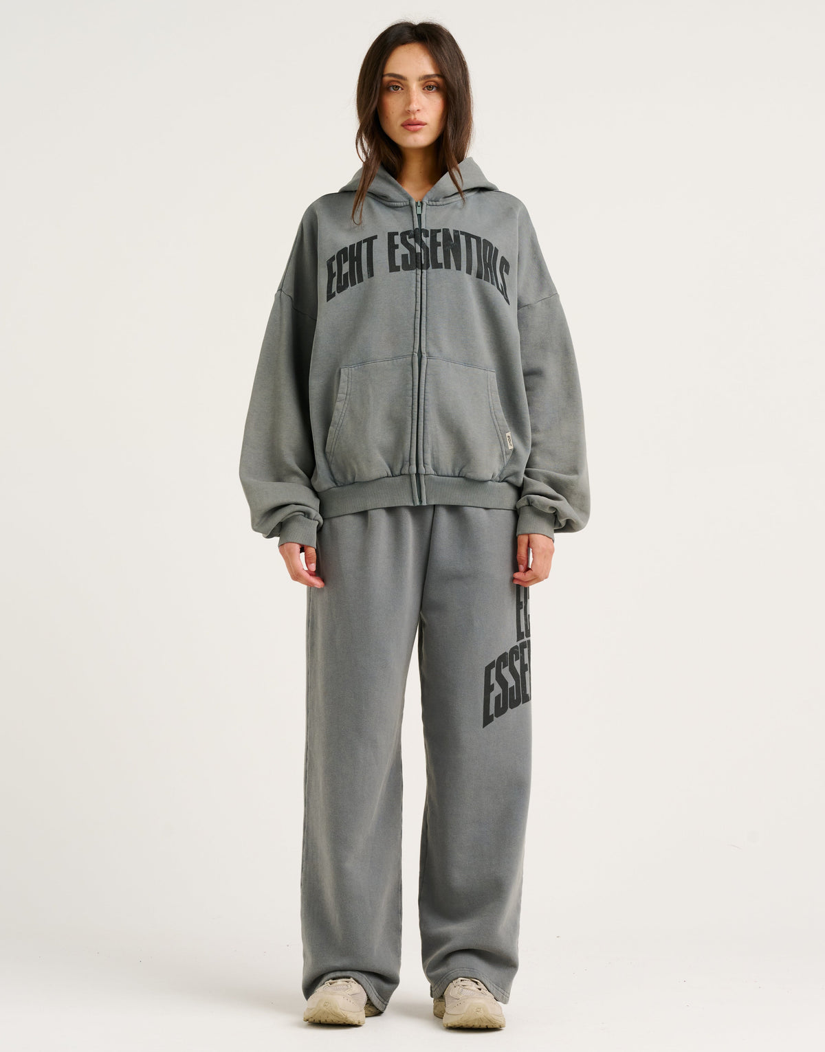 College Combed Fleece Zip-Up Hoodie - Storm Grey