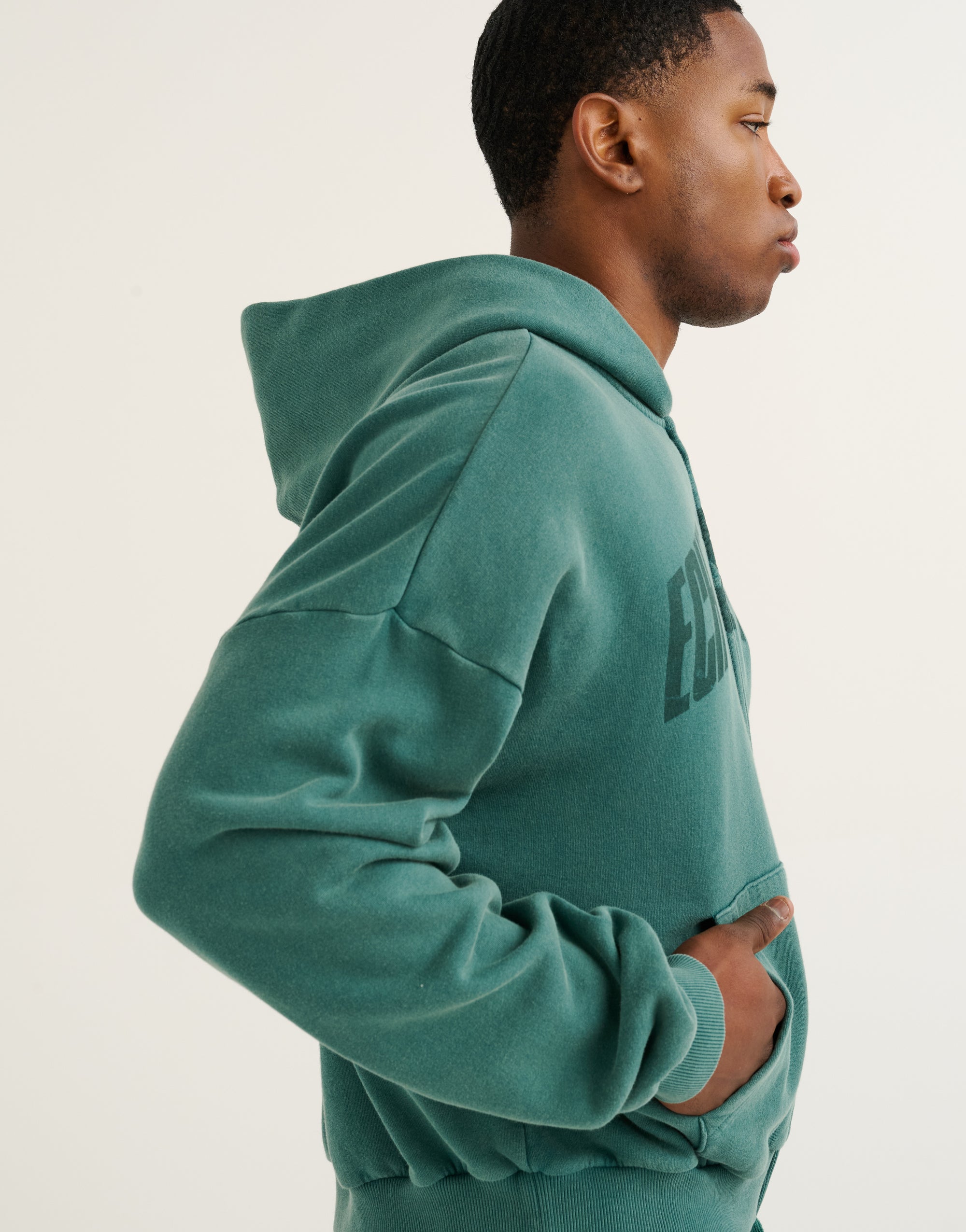 College Combed Fleece Zip-Up Hoodie - Teal