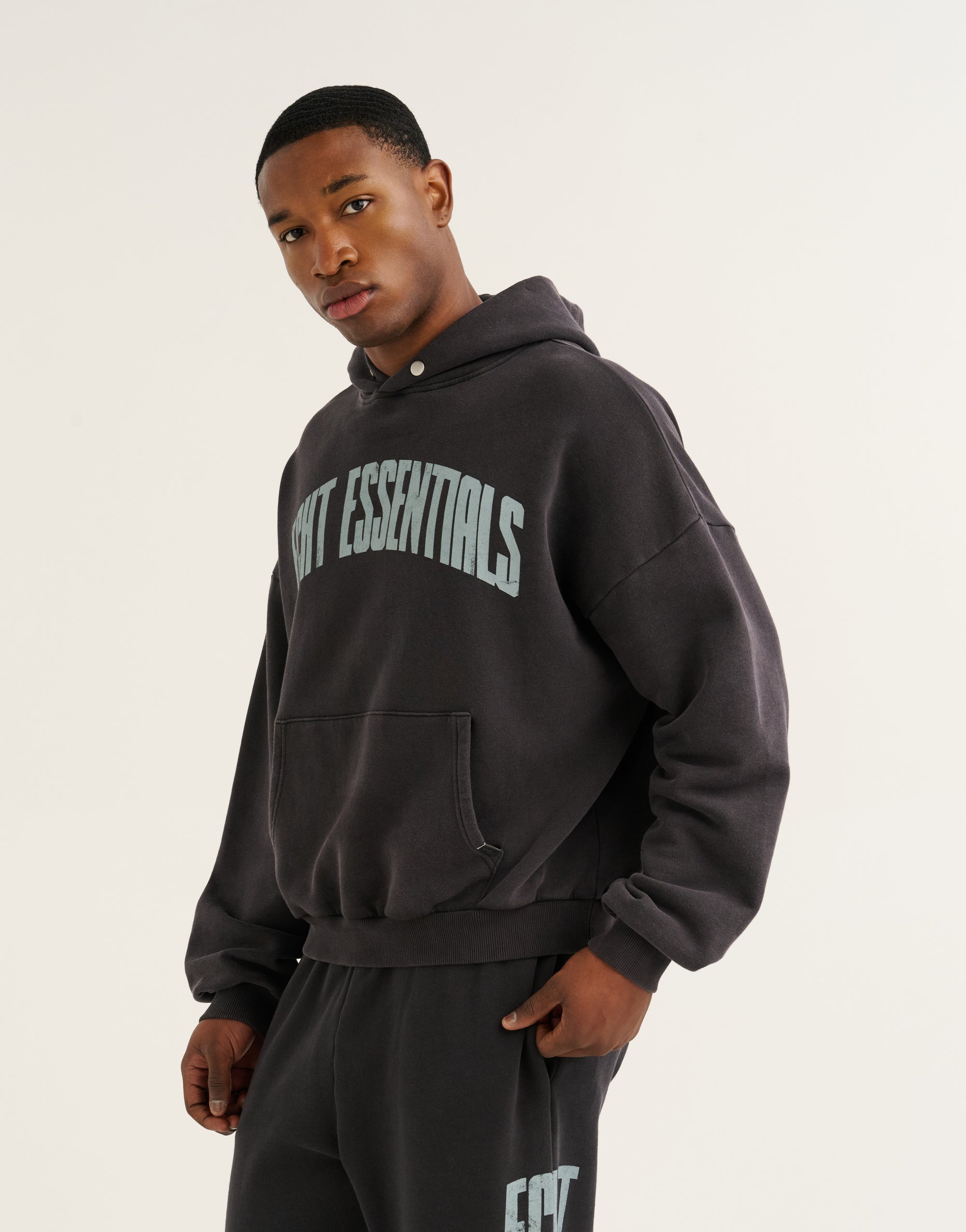 College Combed Fleece Hoodie - Phantom Black