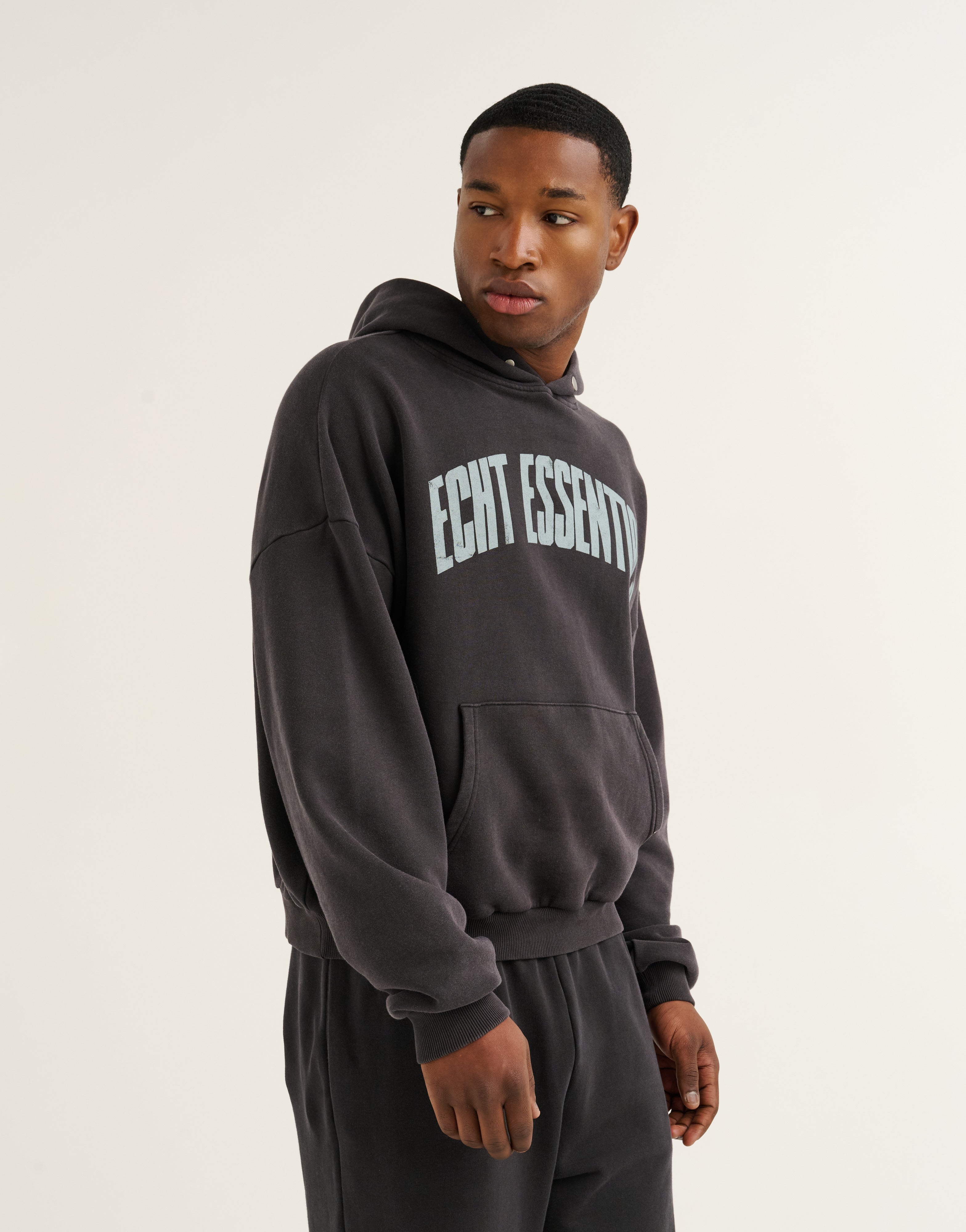 College Combed Fleece Hoodie - Phantom Black