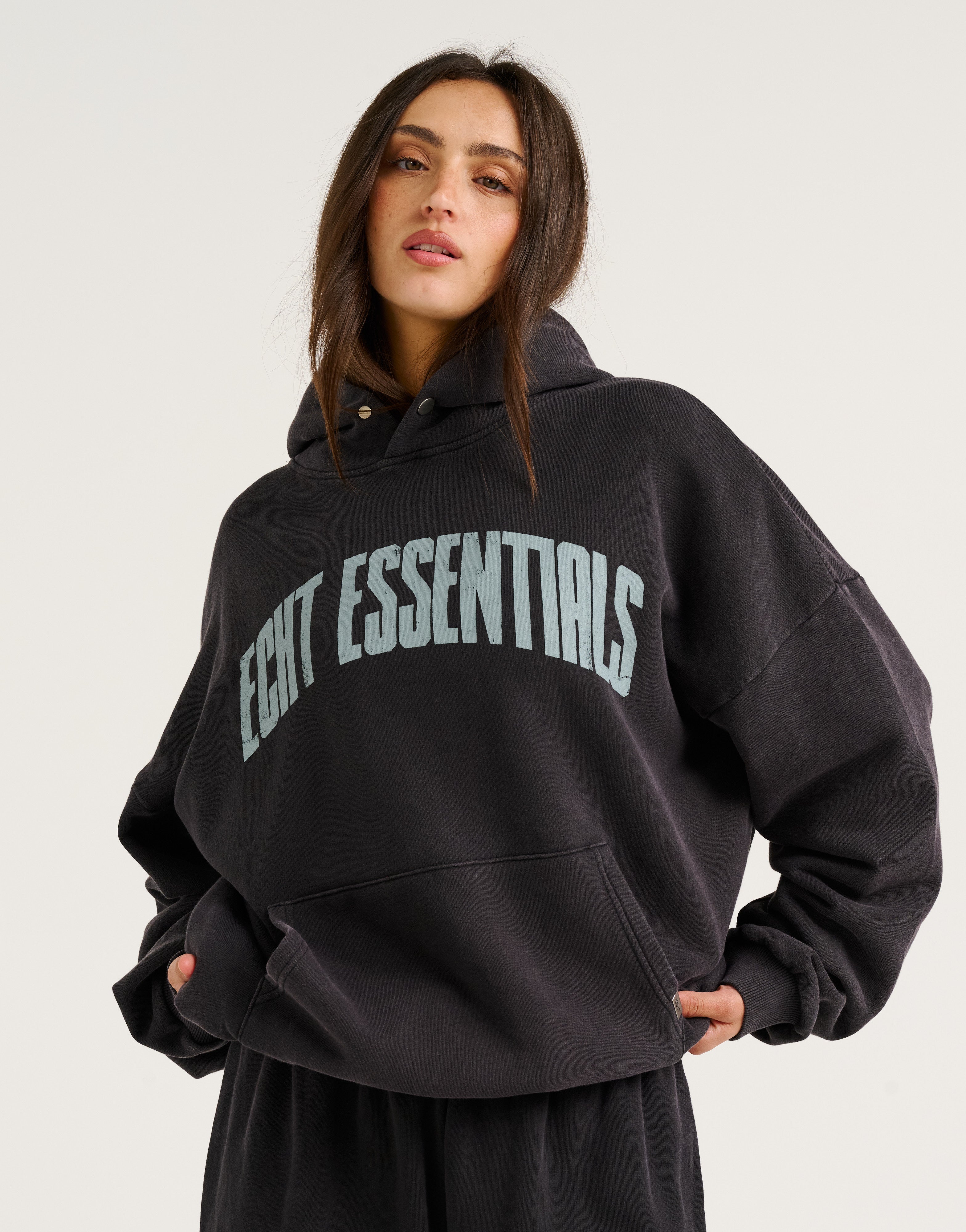 College Combed Fleece Hoodie - Phantom Black