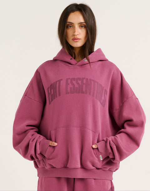 College Combed Fleece Hoodie - Plum