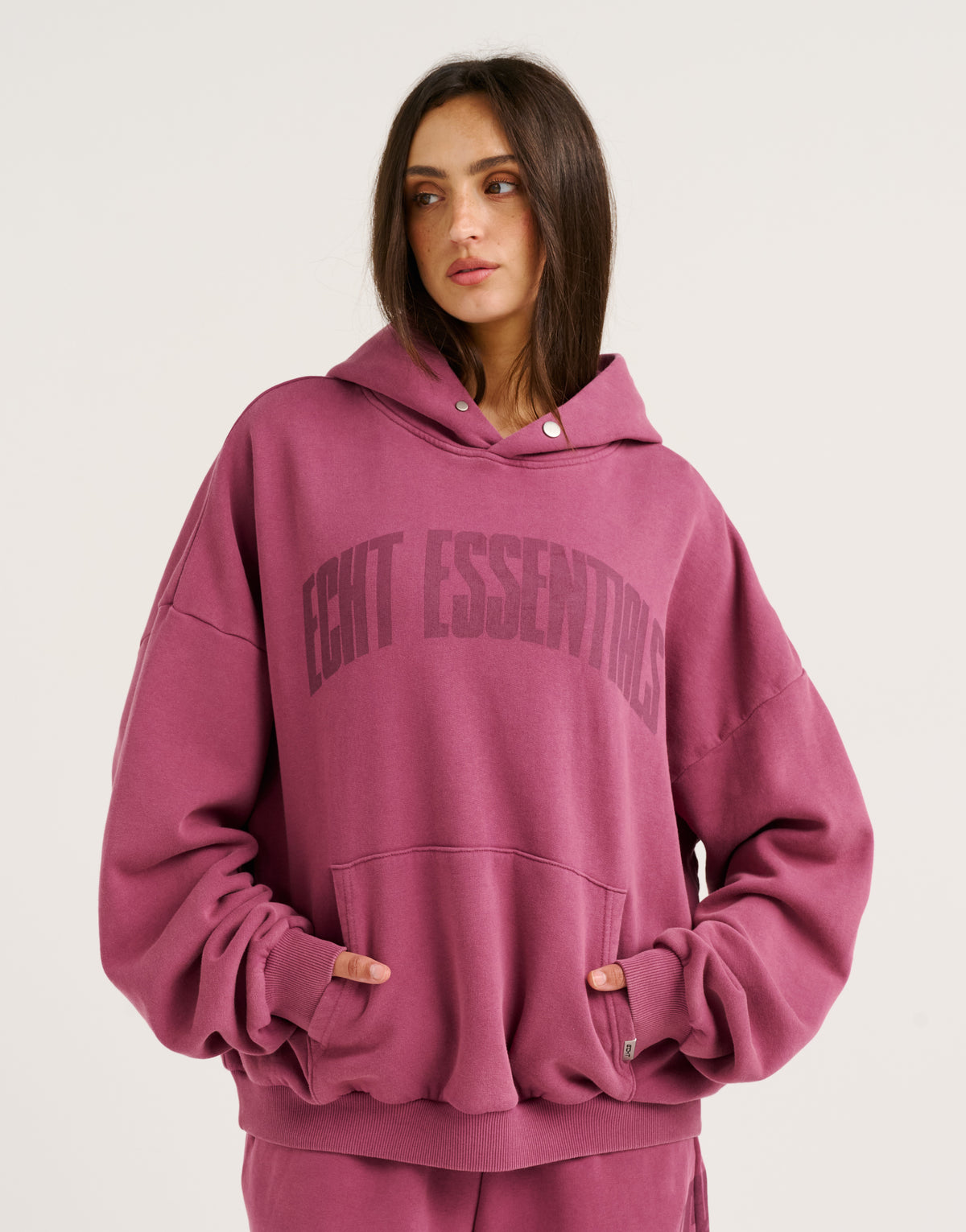 College Combed Fleece Hoodie - Plum