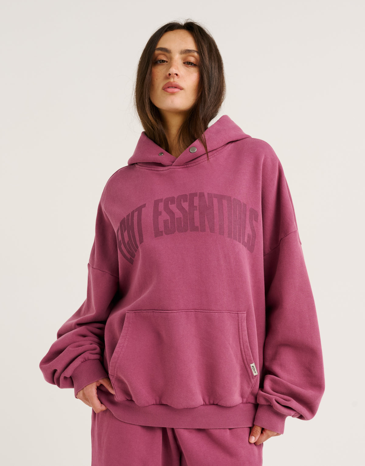 College Combed Fleece Hoodie - Plum