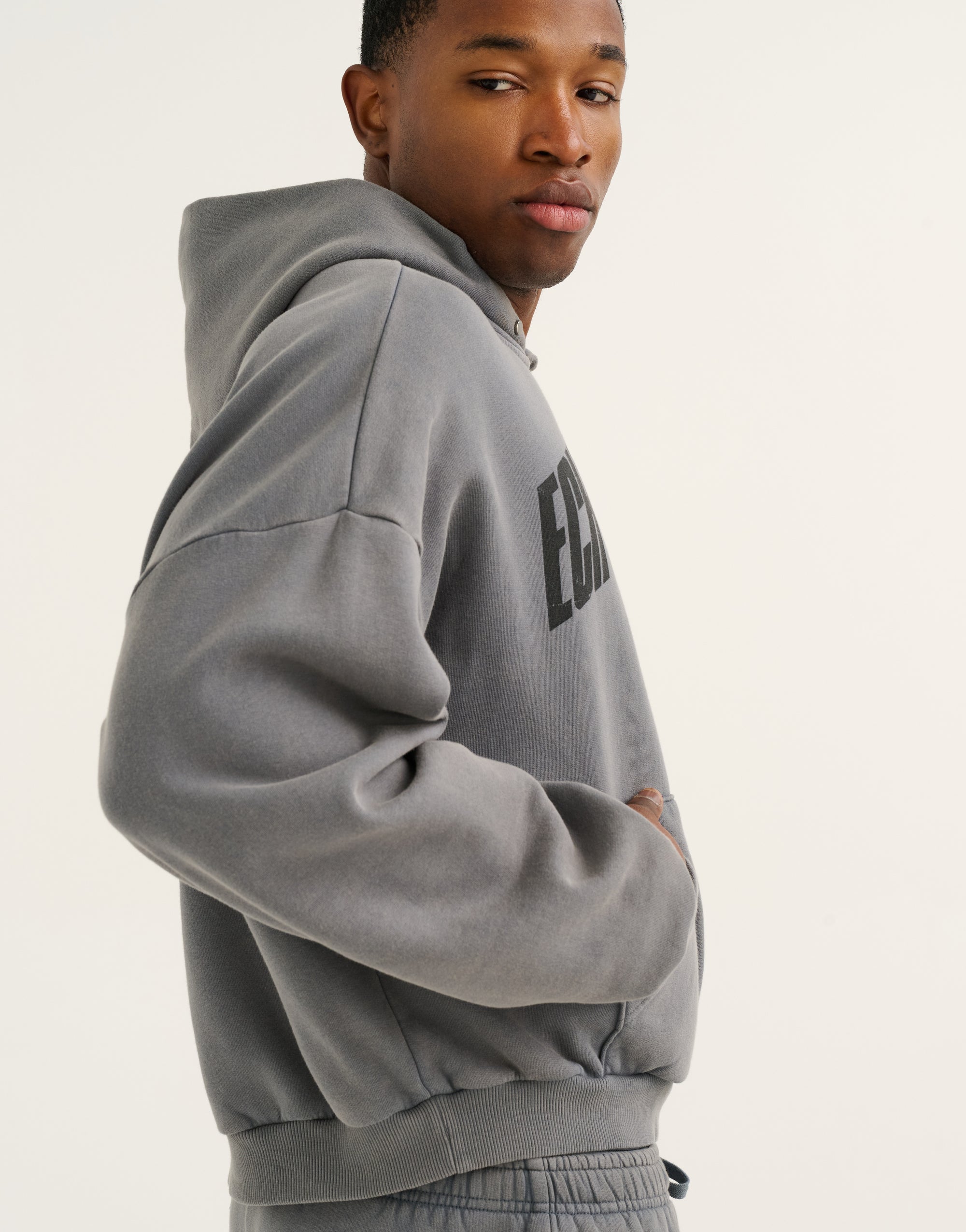 College Combed Fleece Hoodie - Storm Grey