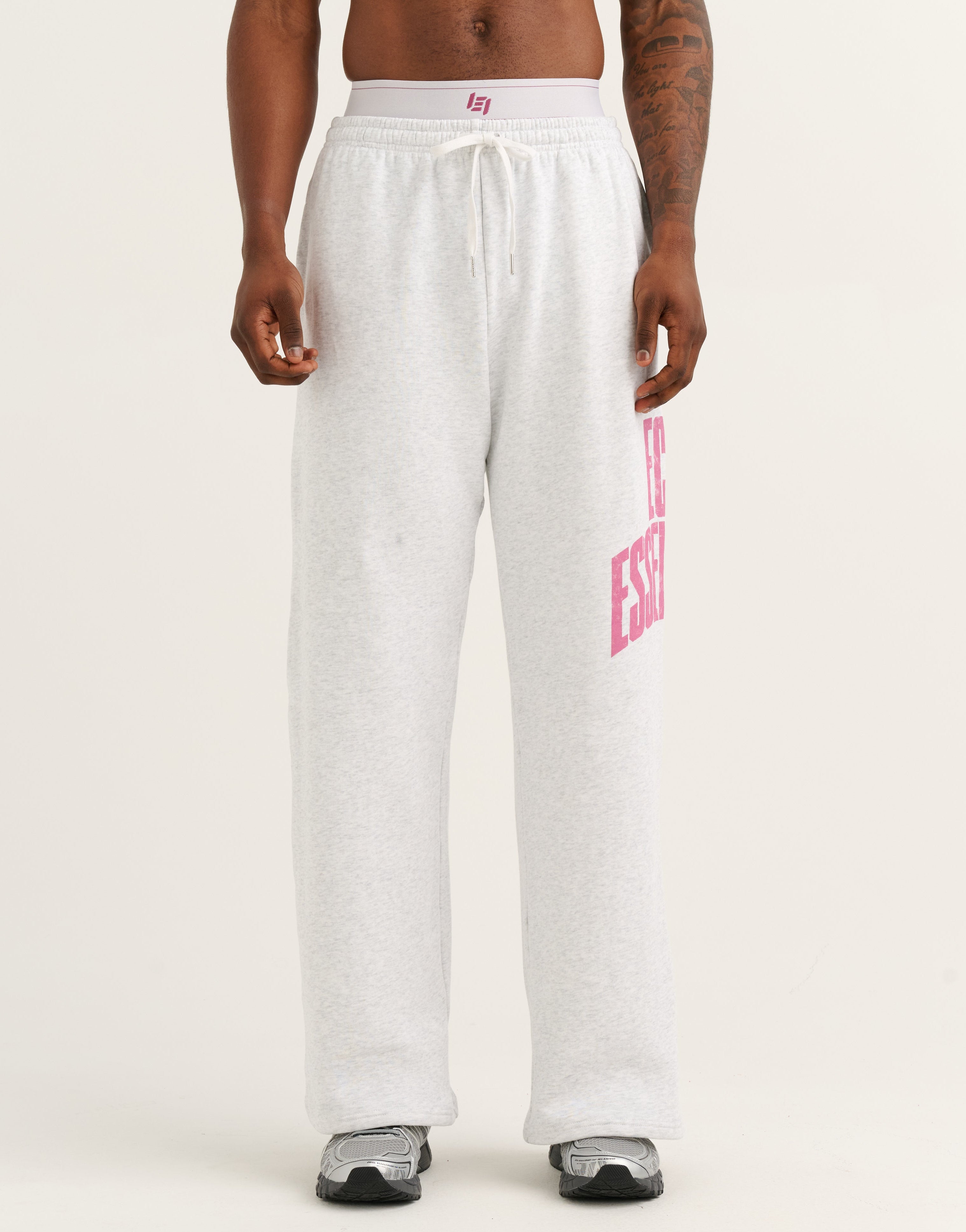College Combed Fleece Wide Leg Sweatpant - Grey Marle