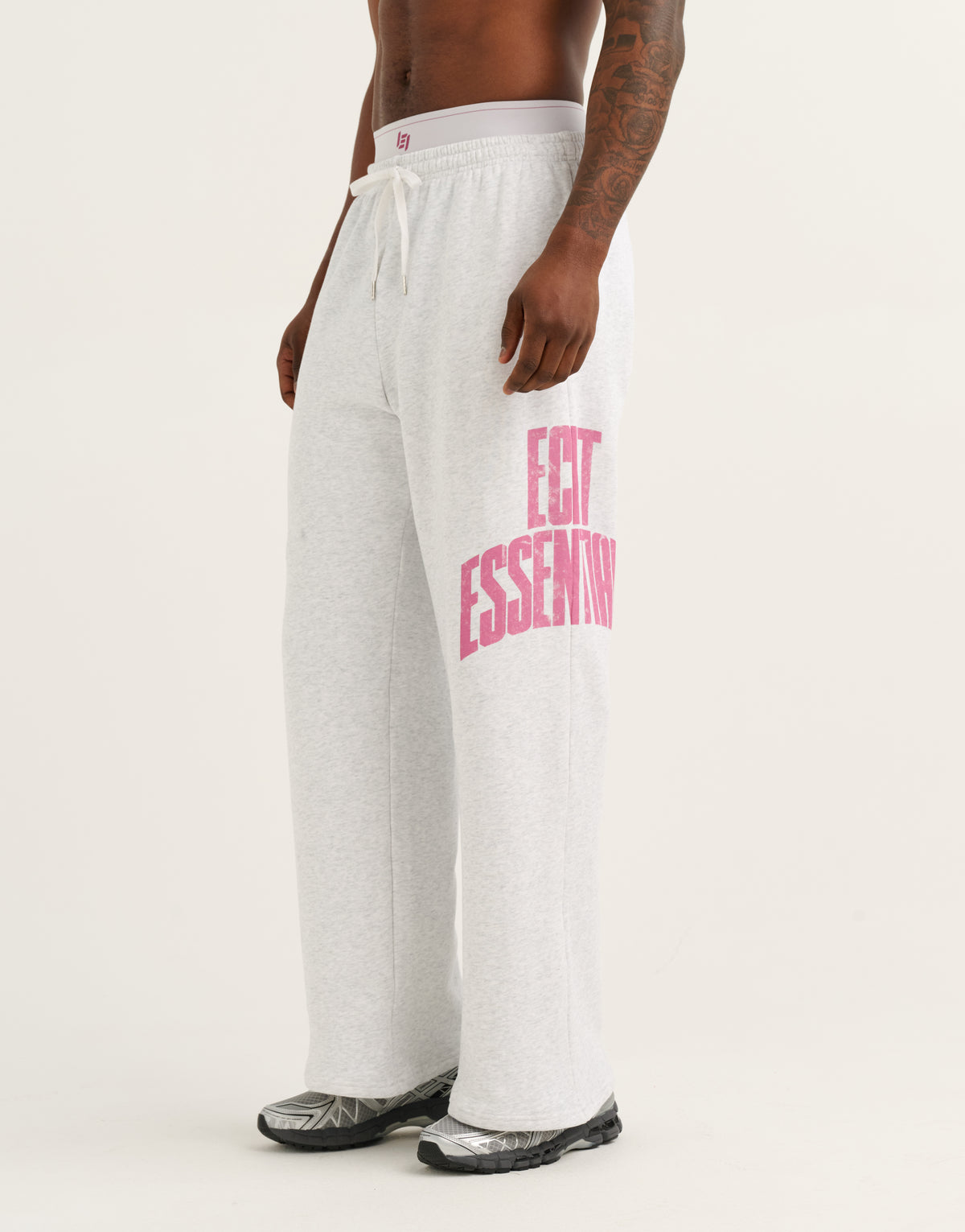 College Combed Fleece Wide Leg Sweatpant - Grey Marle