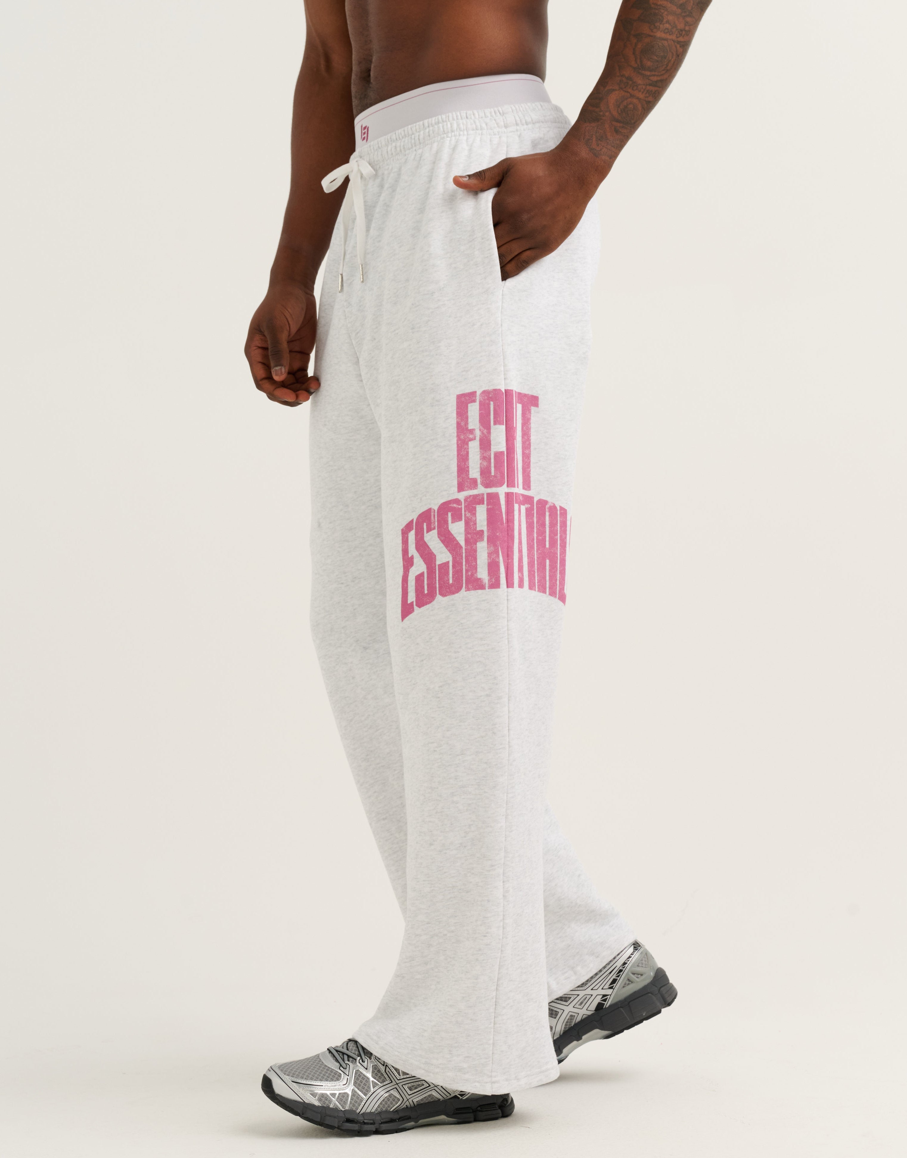 College Combed Fleece Wide Leg Sweatpant - Grey Marle