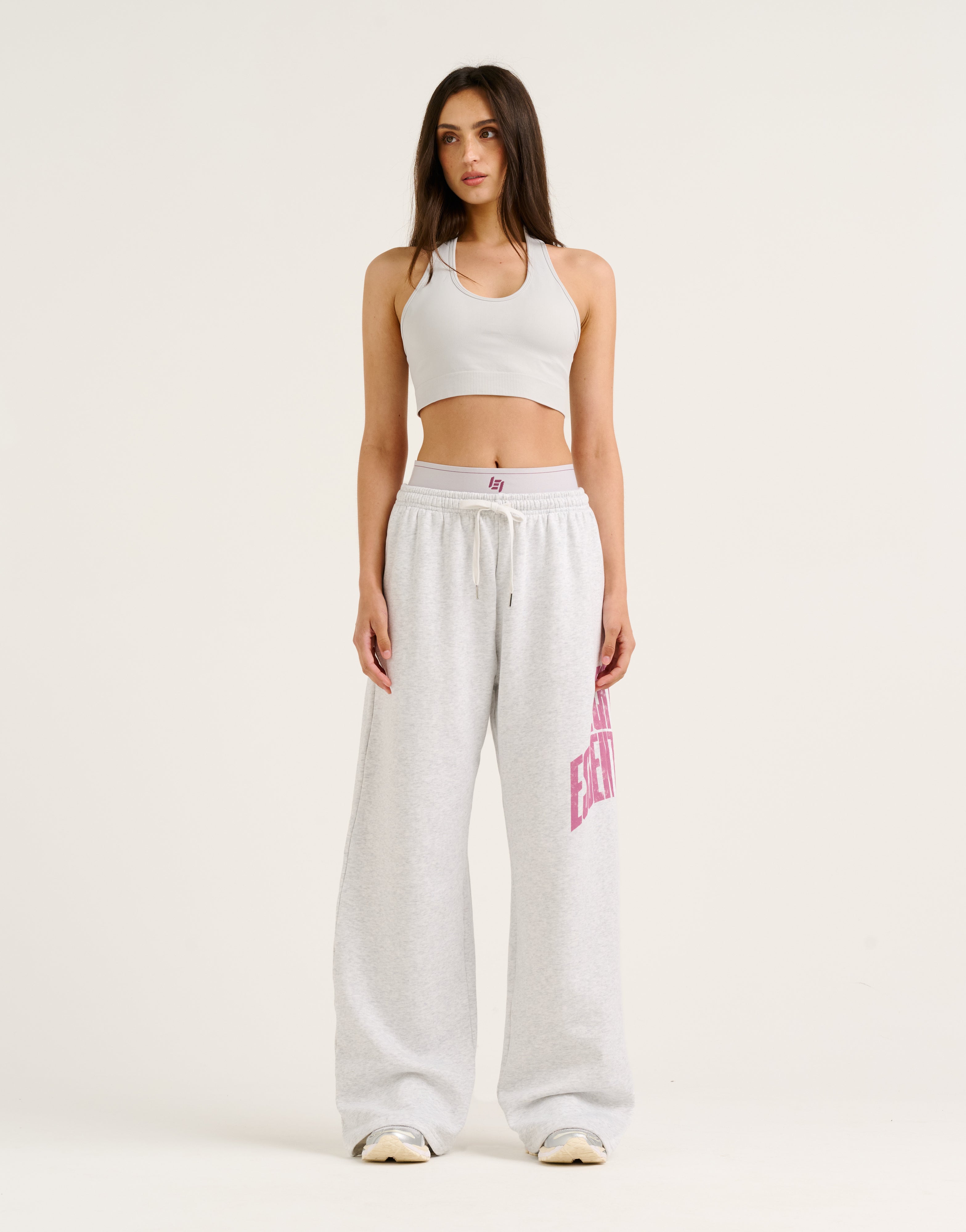College Combed Fleece Wide Leg Sweatpant - Grey Marle