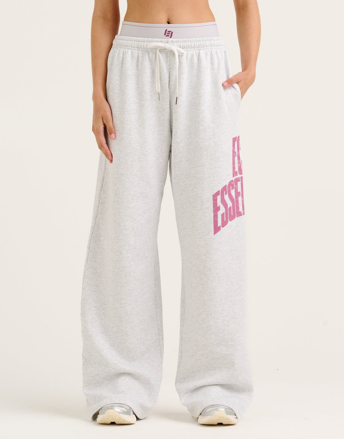 College Combed Fleece Wide Leg Sweatpant - Grey Marle