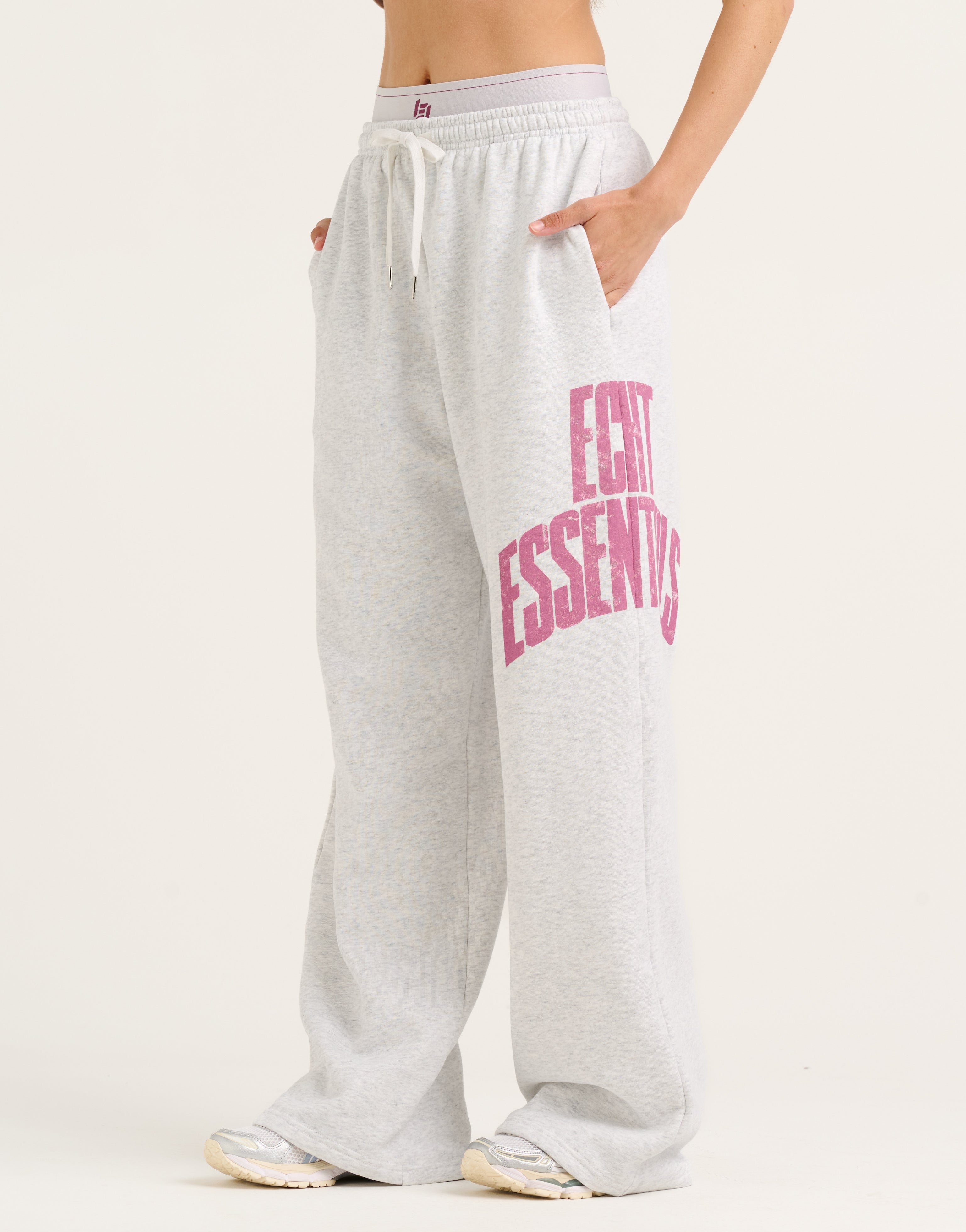 College Combed Fleece Wide Leg Sweatpant - Grey Marle