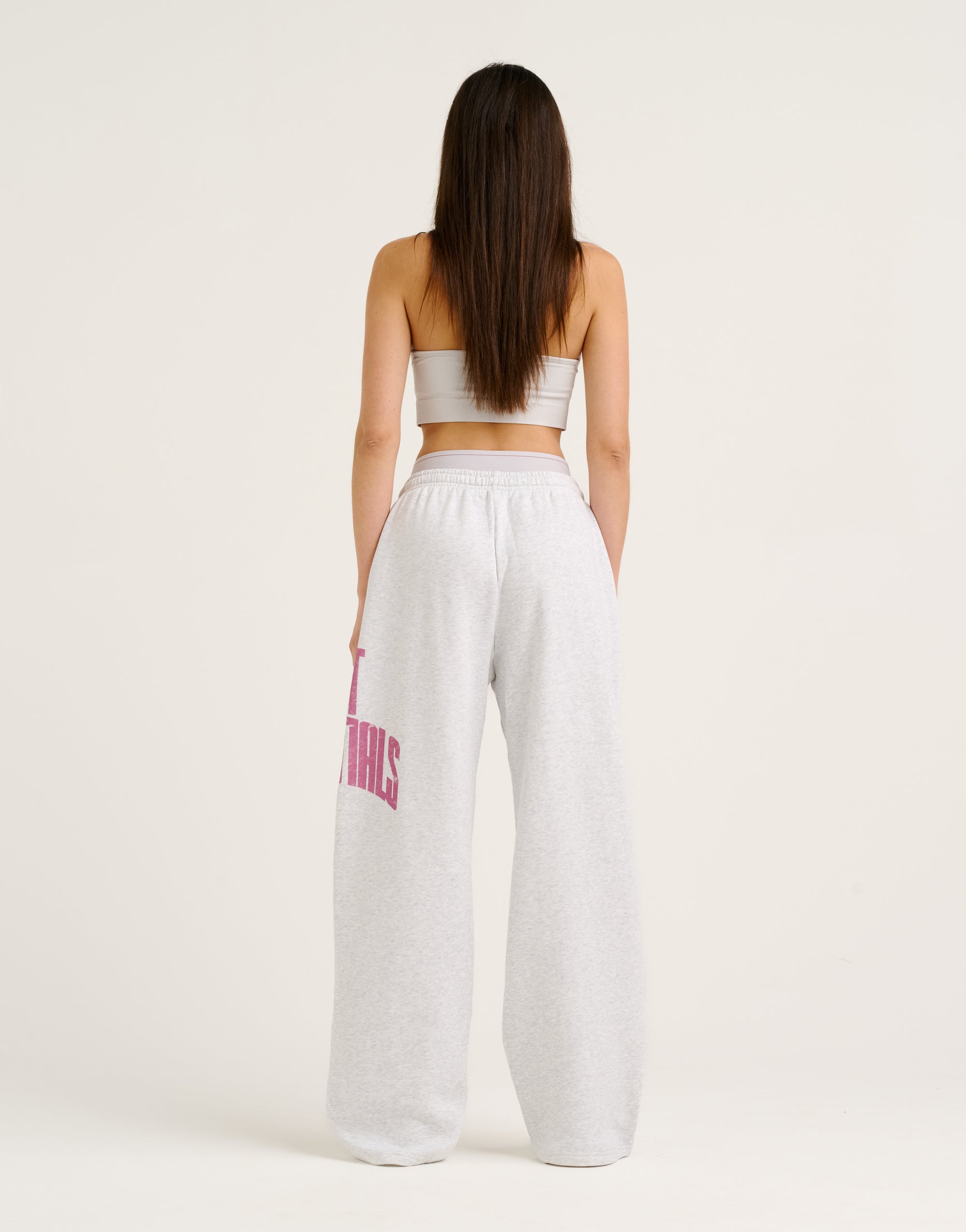 College Combed Fleece Wide Leg Sweatpant - Grey Marle