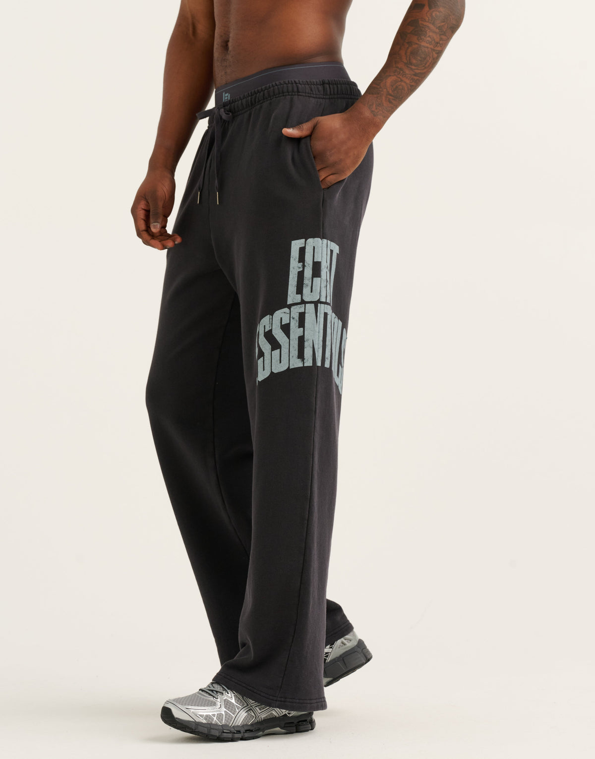 College Combed Fleece Wide Leg Sweatpant - Phantom Black