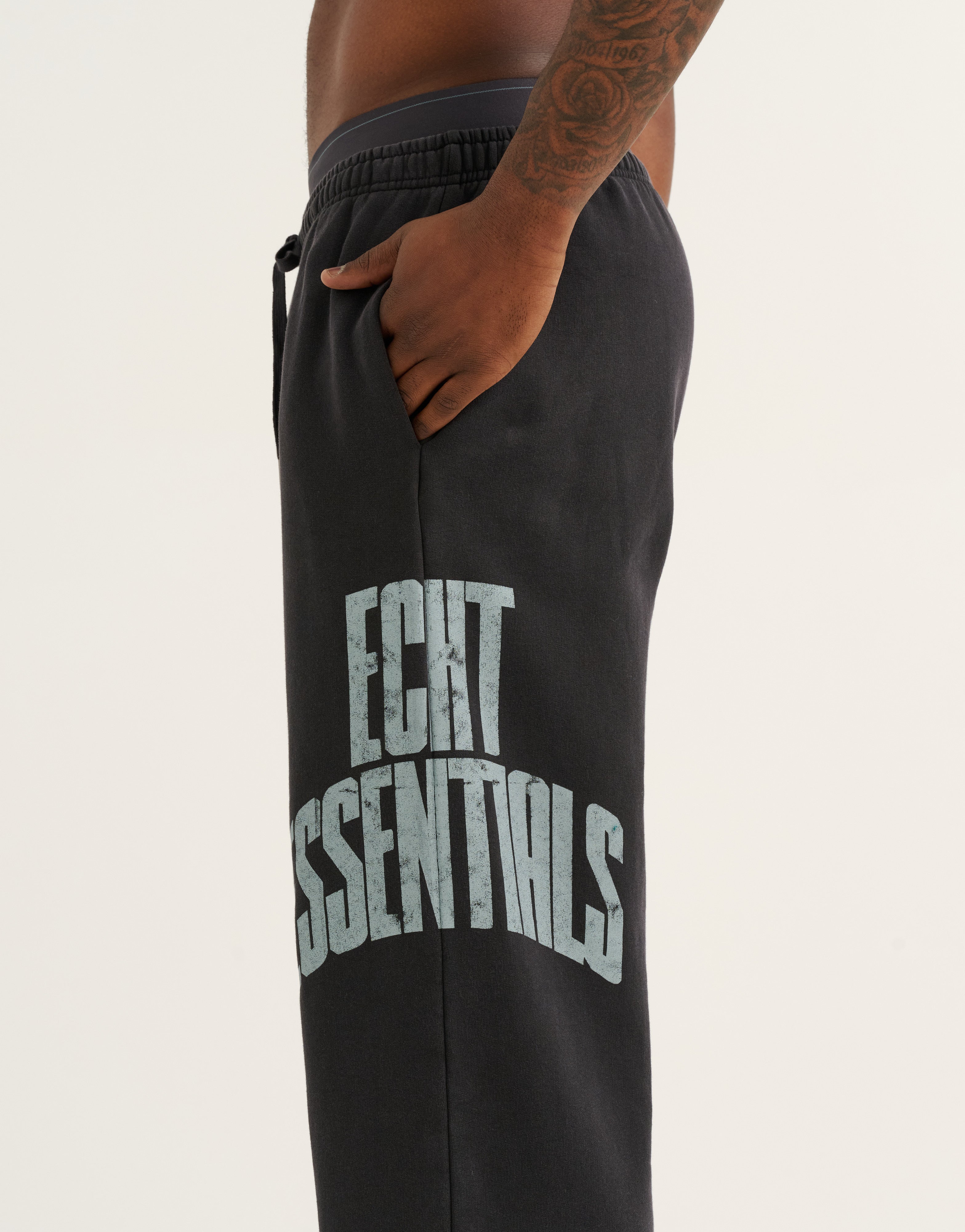 College Combed Fleece Wide Leg Sweatpant - Phantom Black