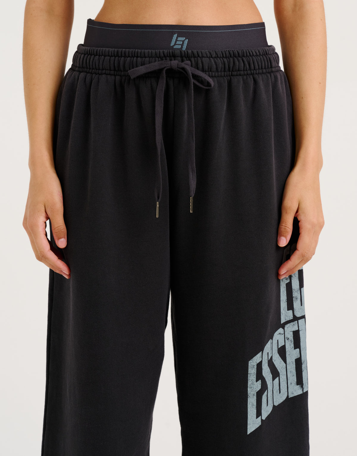College Combed Fleece Wide Leg Sweatpant - Phantom Black