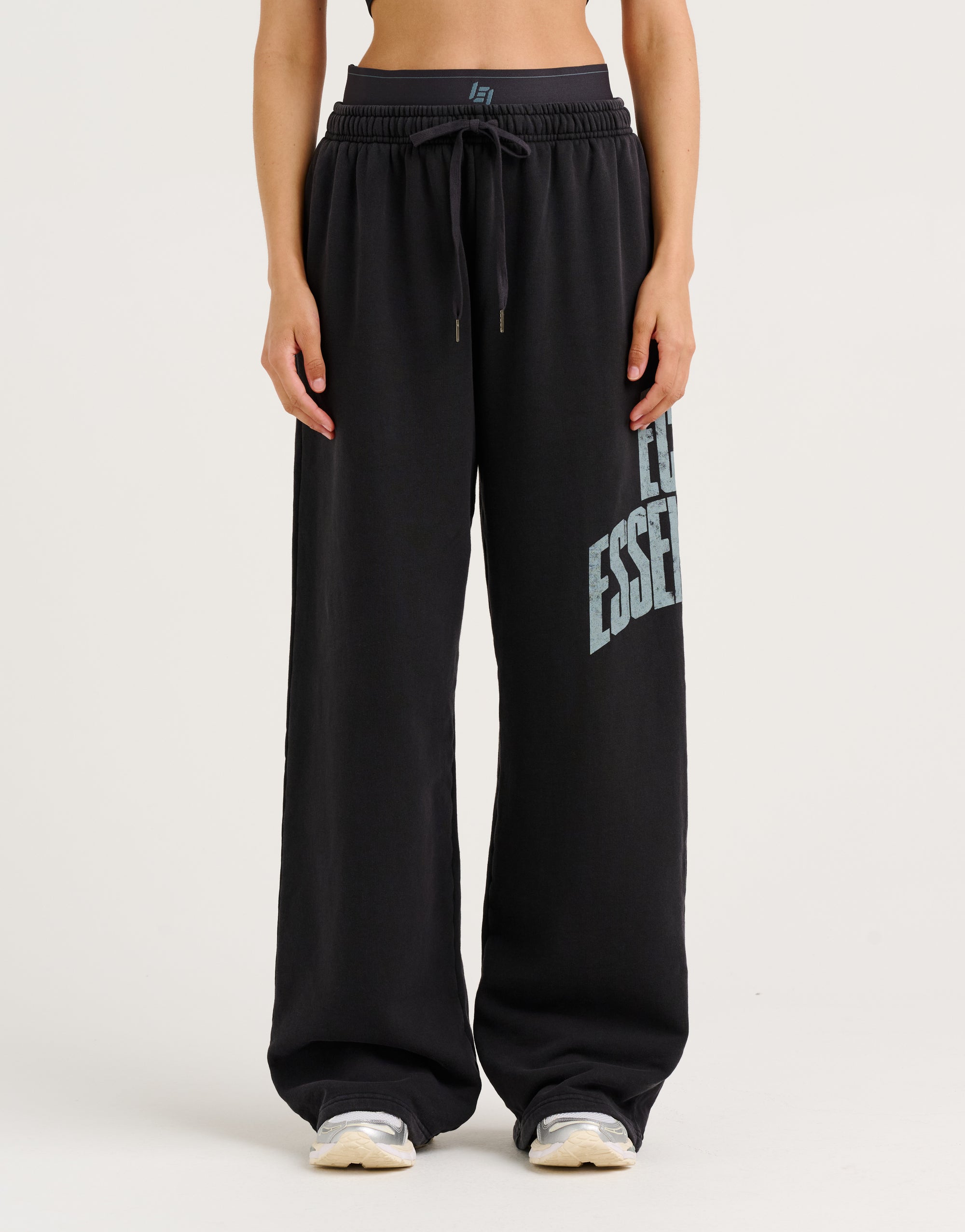 College Combed Fleece Wide Leg Sweatpant - Phantom Black