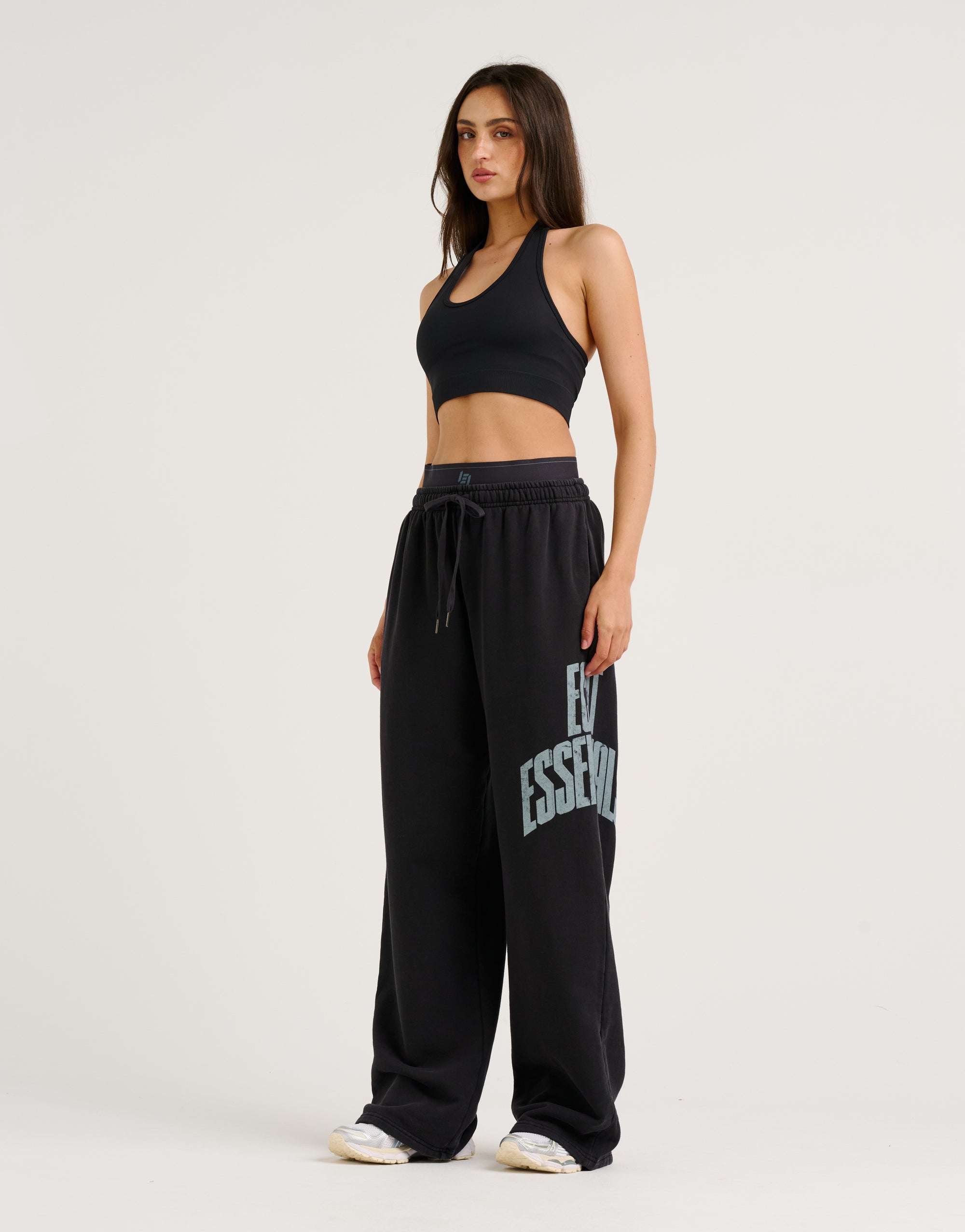 College Combed Fleece Wide Leg Sweatpant - Phantom Black