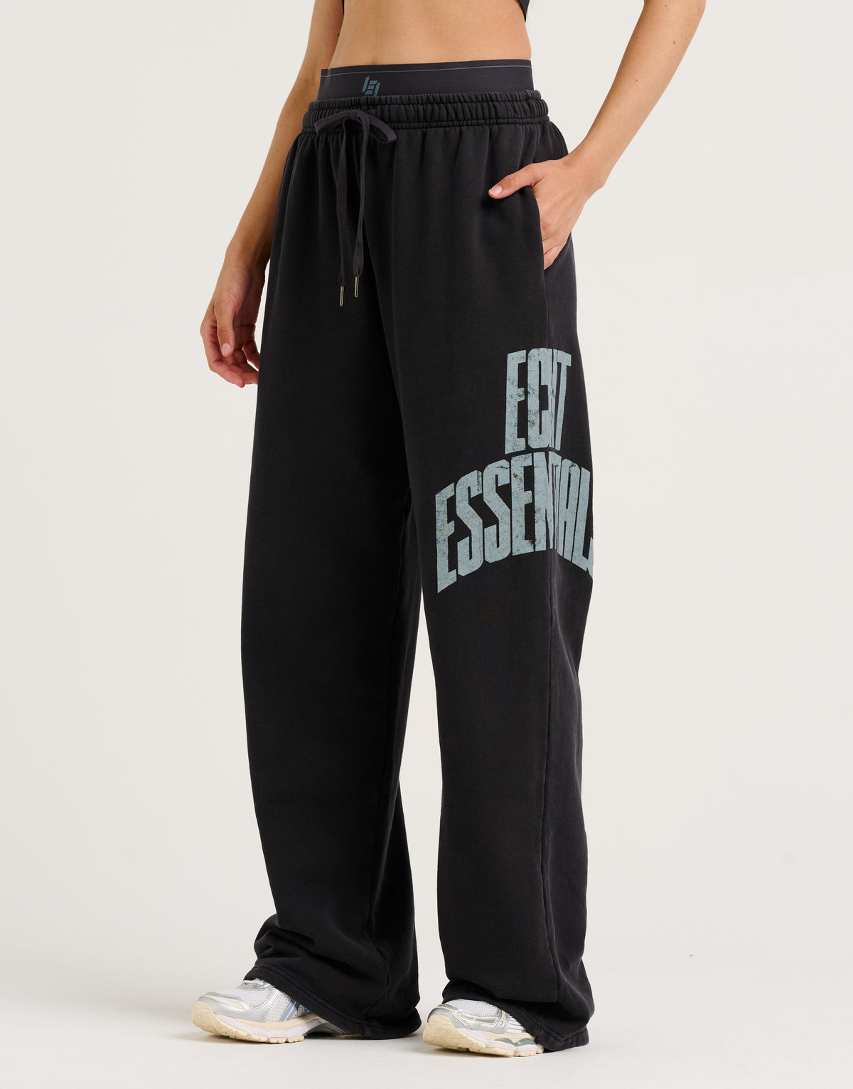 College Combed Fleece Wide Leg Sweatpant - Phantom Black