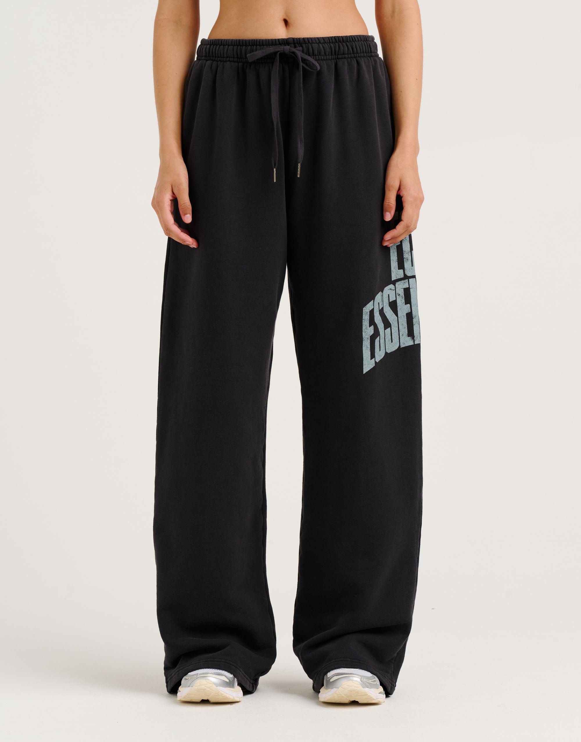 College Combed Fleece Wide Leg Sweatpant - Phantom Black