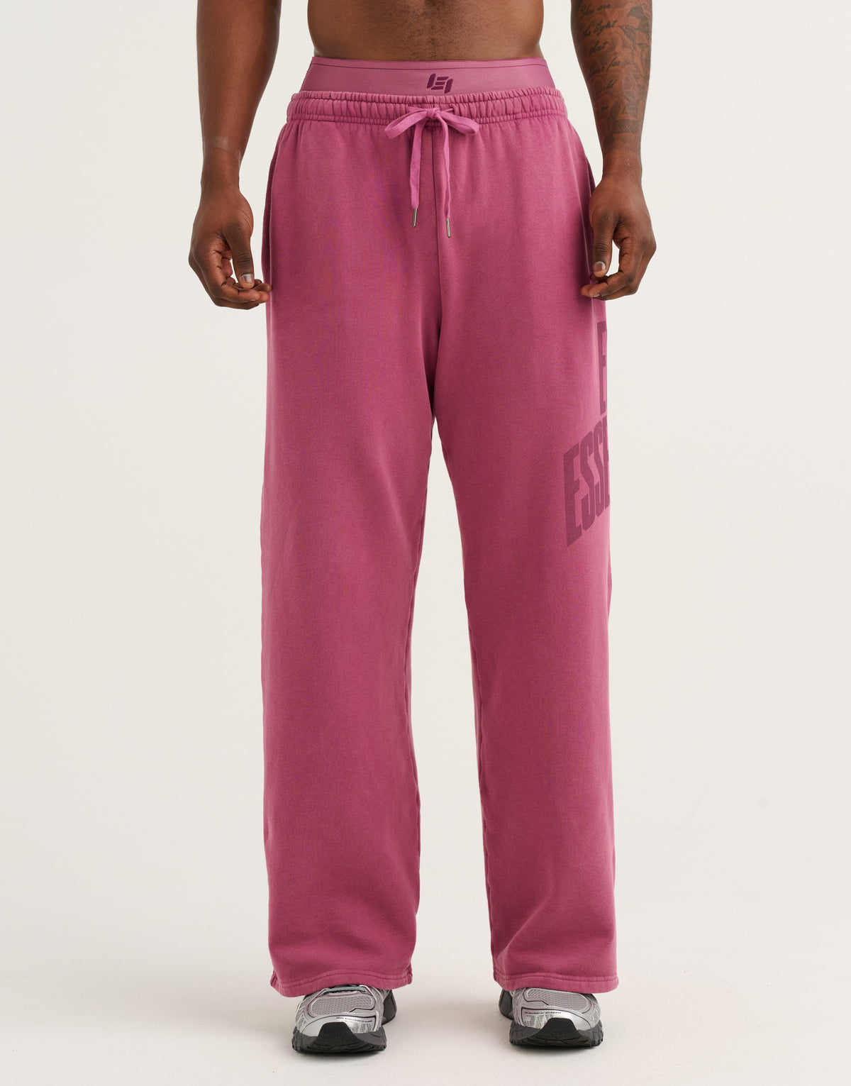 College Combed Fleece Wide Leg Sweatpant - Plum