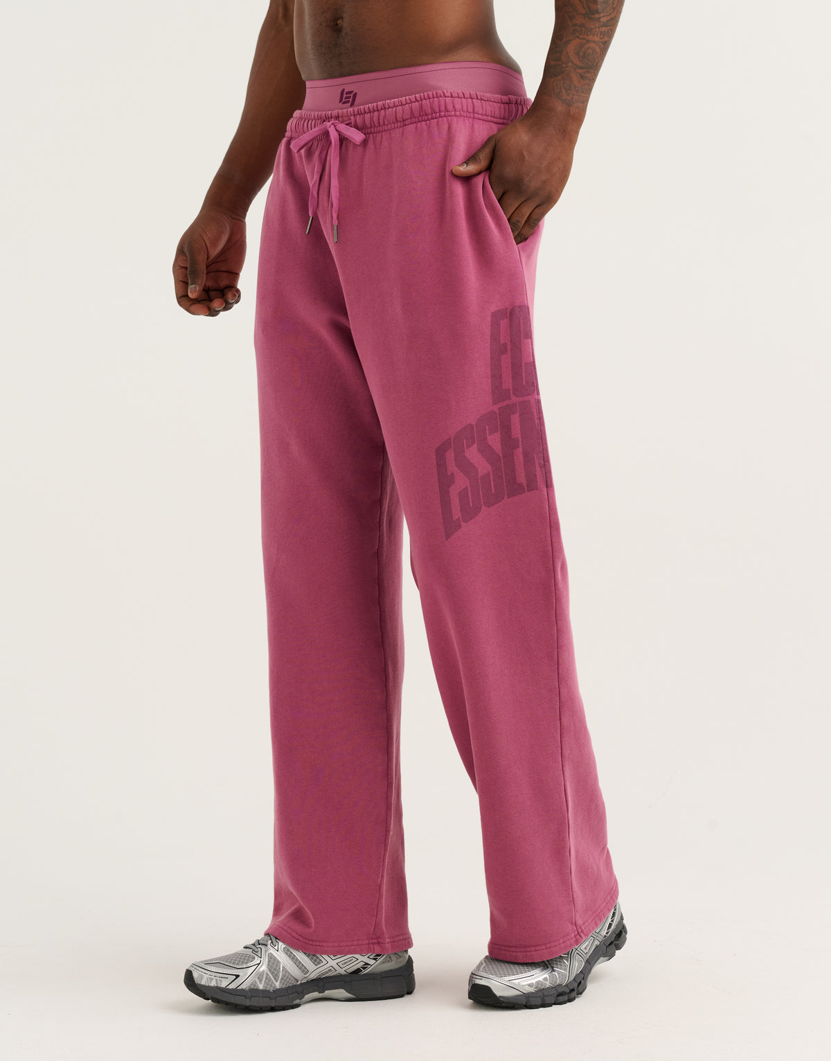 College Combed Fleece Wide Leg Sweatpant - Plum