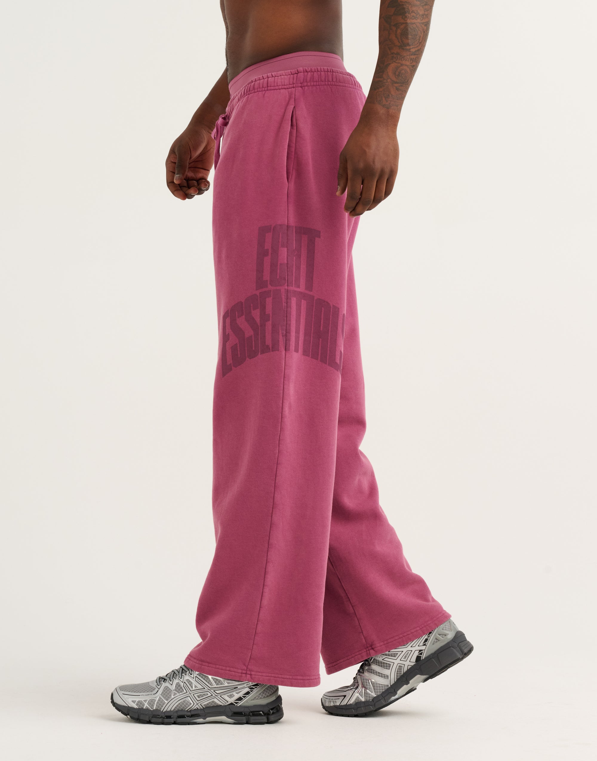 College Combed Fleece Wide Leg Sweatpant - Plum