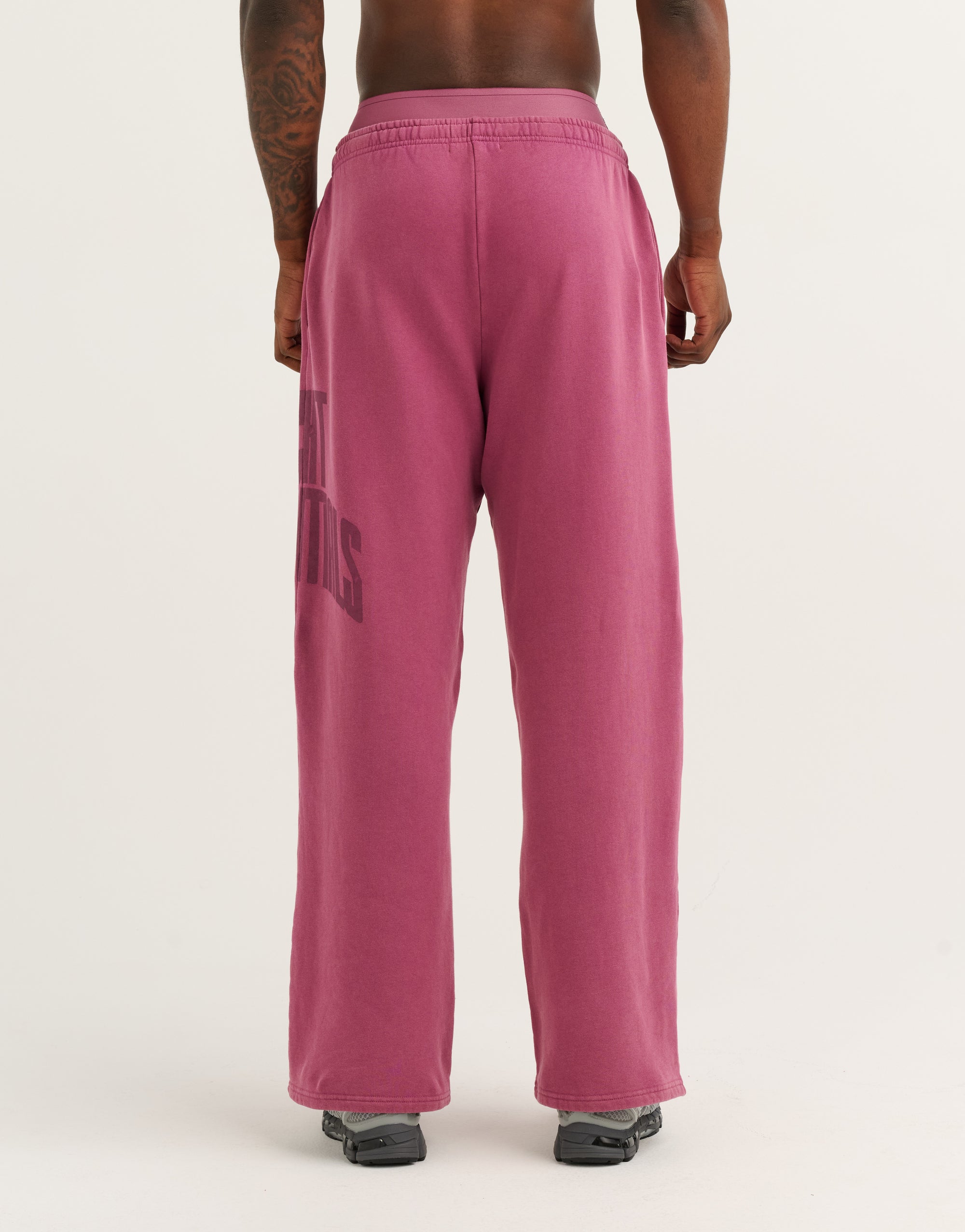 College Combed Fleece Wide Leg Sweatpant - Plum